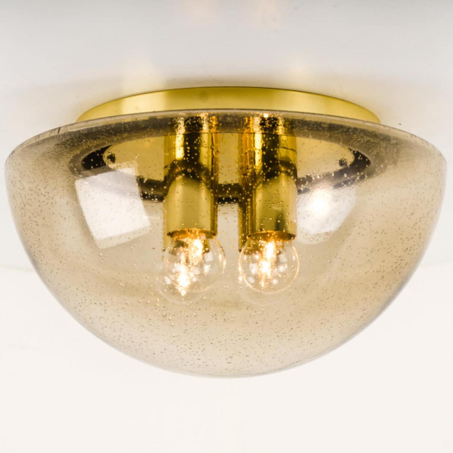Other XL Limburg Brass and Glass Flush Mount Mushroom Shape, 1970s For Sale