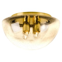 XL Limburg Brass and Glass Flush Mount Mushroom Shape, 1970s