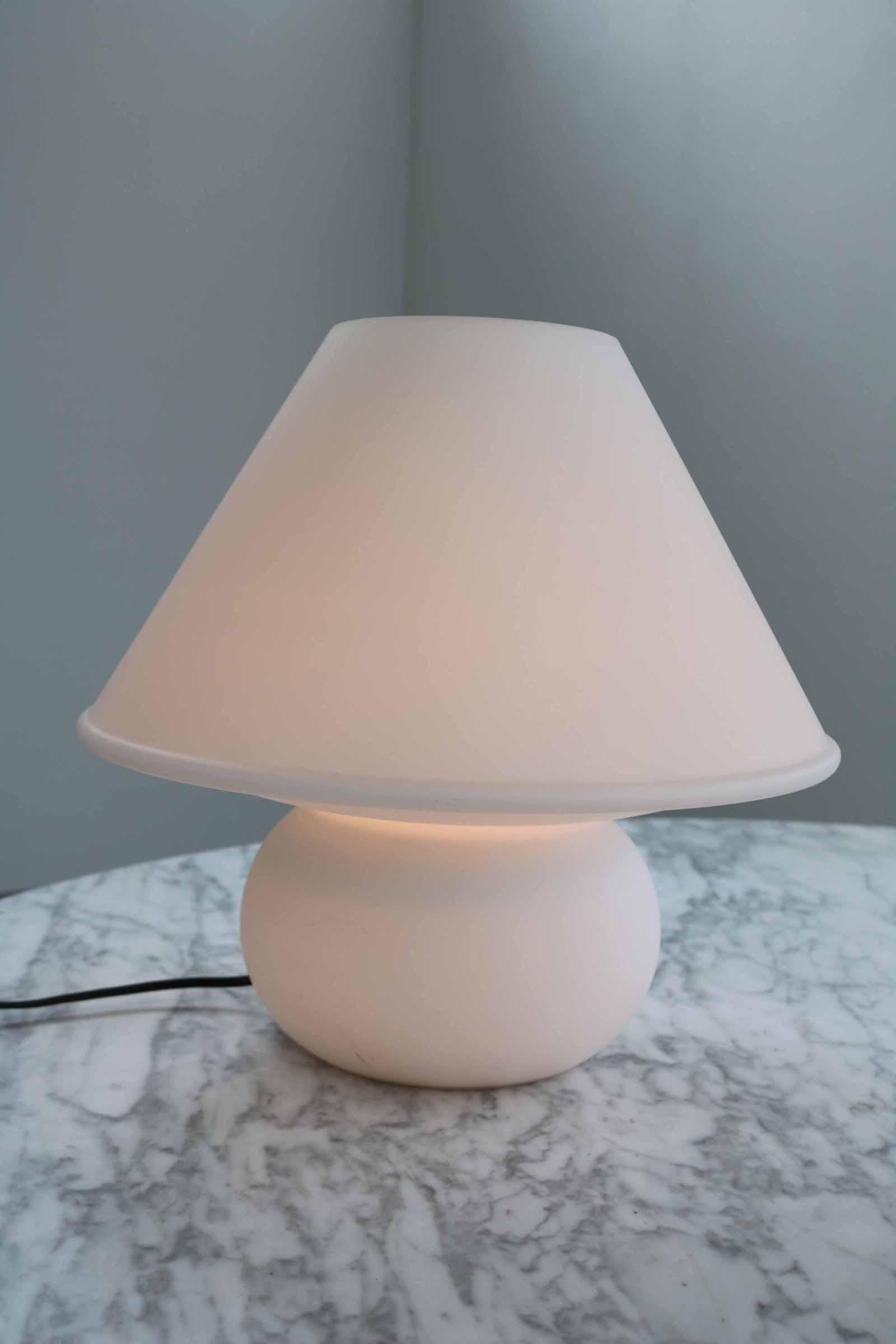 White XL mushroom table lamp by Limburg, Germany.
