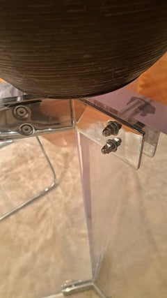 XL Lucite Glass Chrome Round Dining Table Retro Space Age Postmodern Dumond 1970