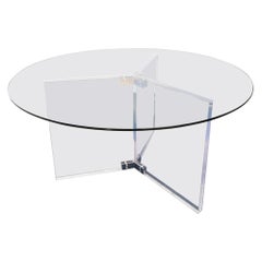XL Lucite & Glass Round Dining Table