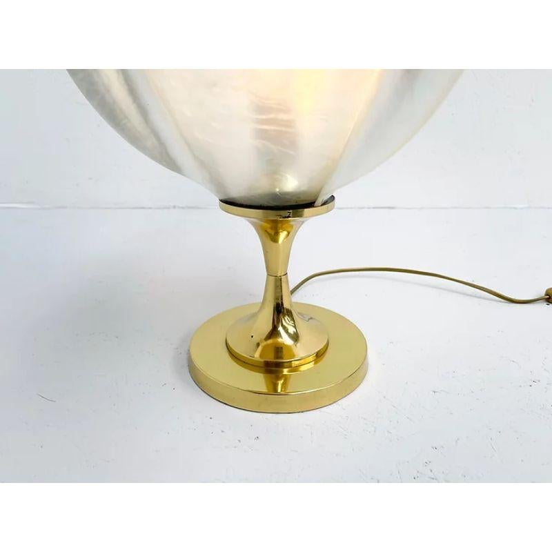 Mid-20th Century XL Maison Rougier Table Lamp in Brass Shade and Base
