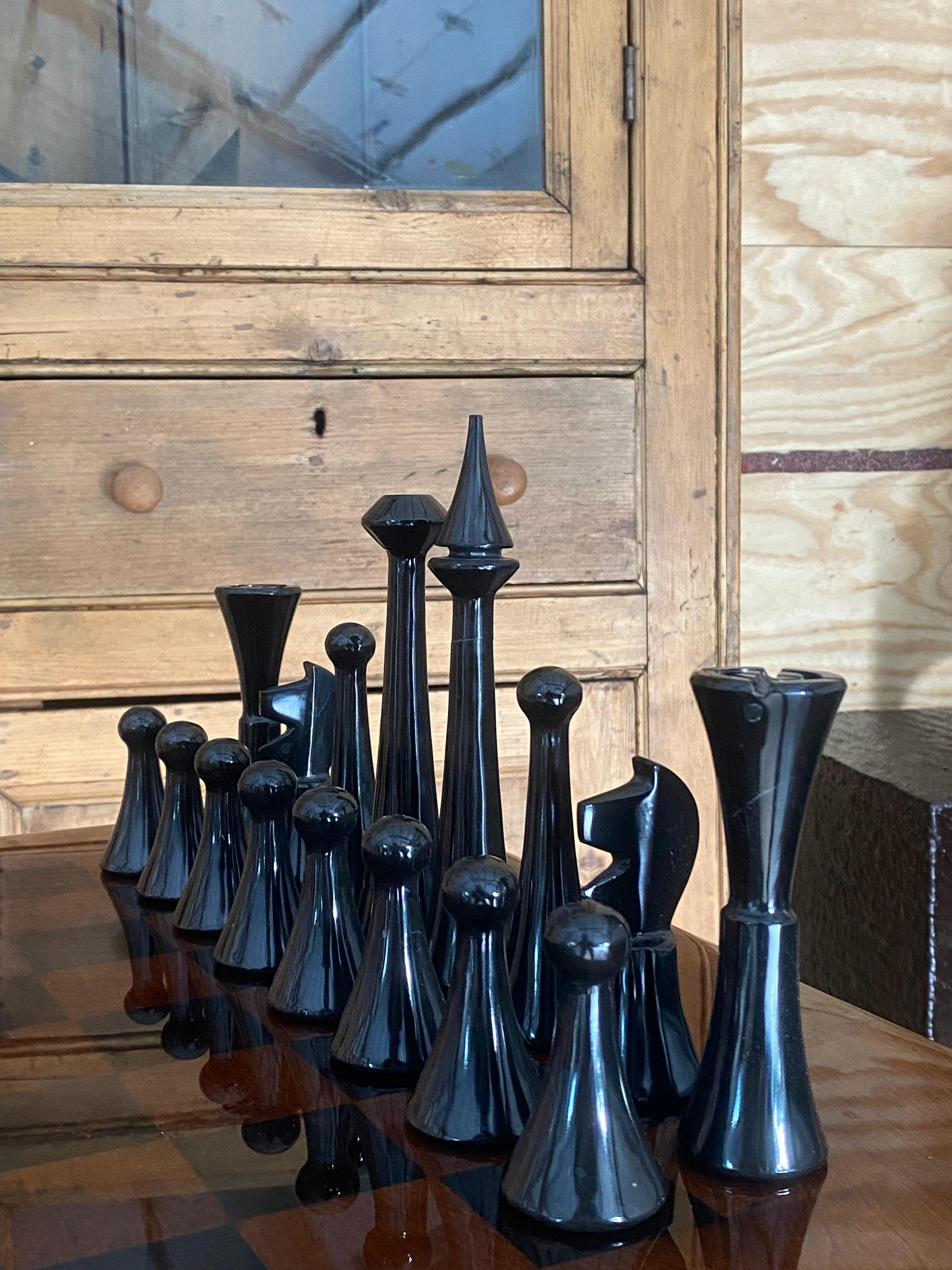 XL Marble Chess Set + Artisan Wood Board For Sale 6