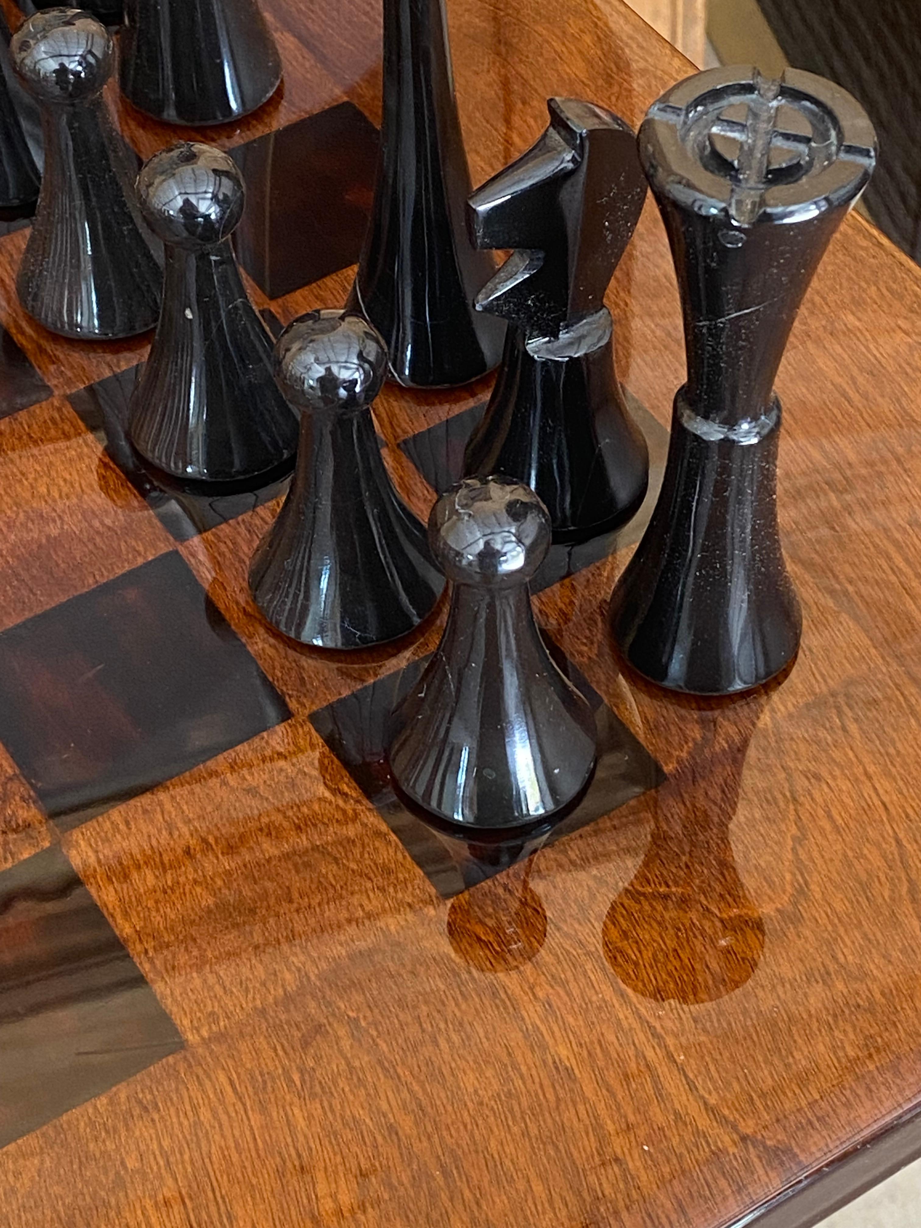 XL Marble Chess Set + Artisan Wood Board For Sale 7