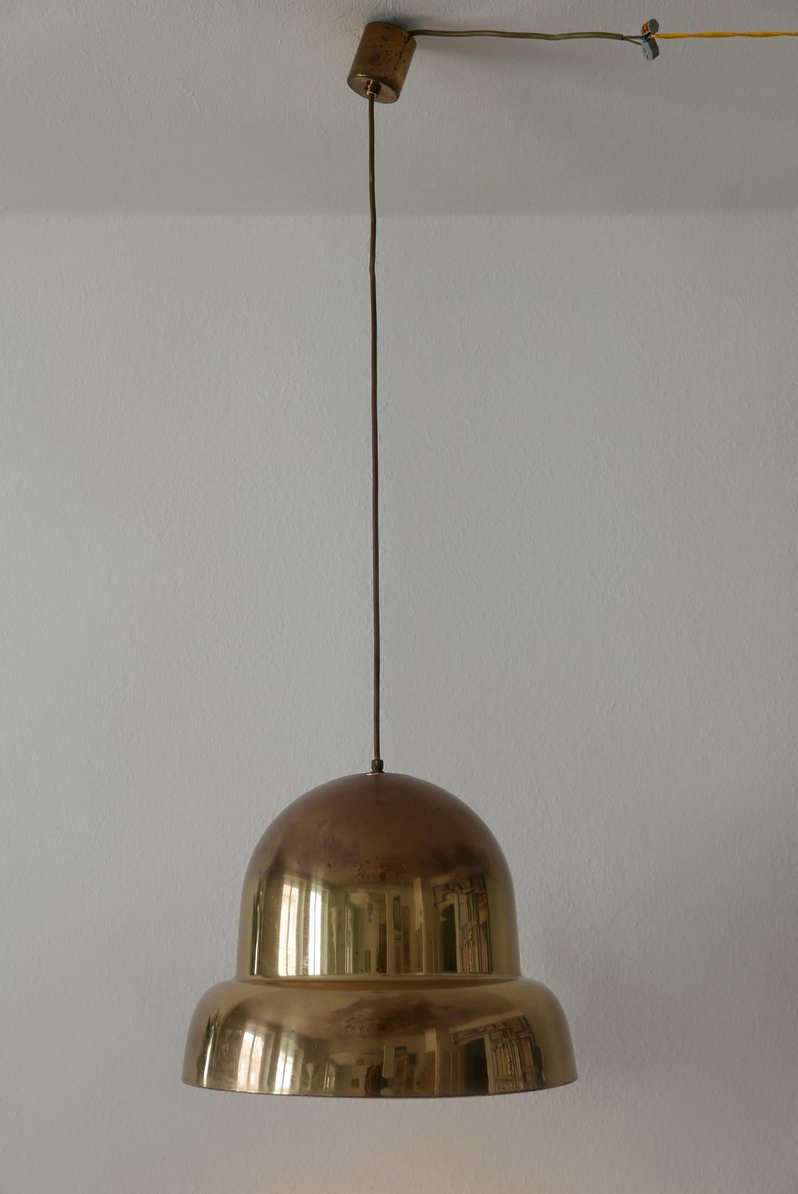 German Extra Large Mid-Century Modern Brass Pendant Lamp by Bergboms, 1950s, Sweden