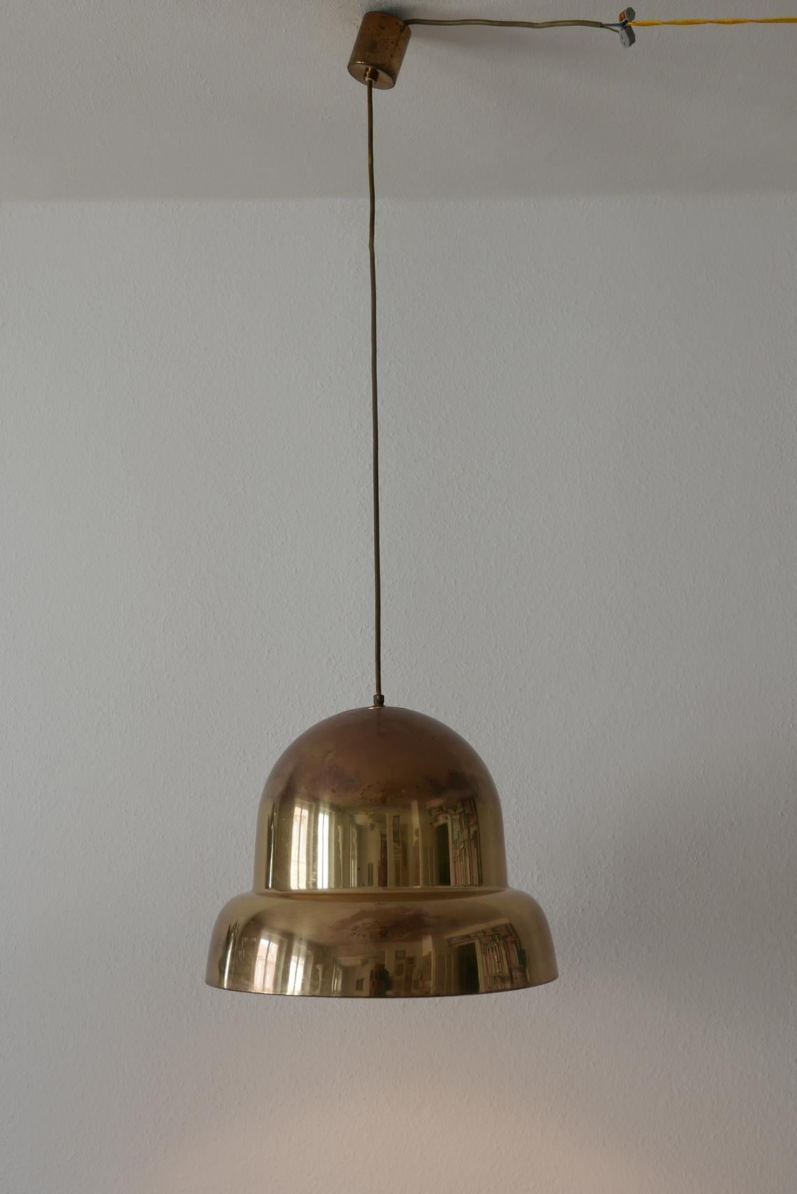 Extra Large Mid-Century Modern Brass Pendant Lamp by Bergboms, 1950s, Sweden In Good Condition In Munich, DE