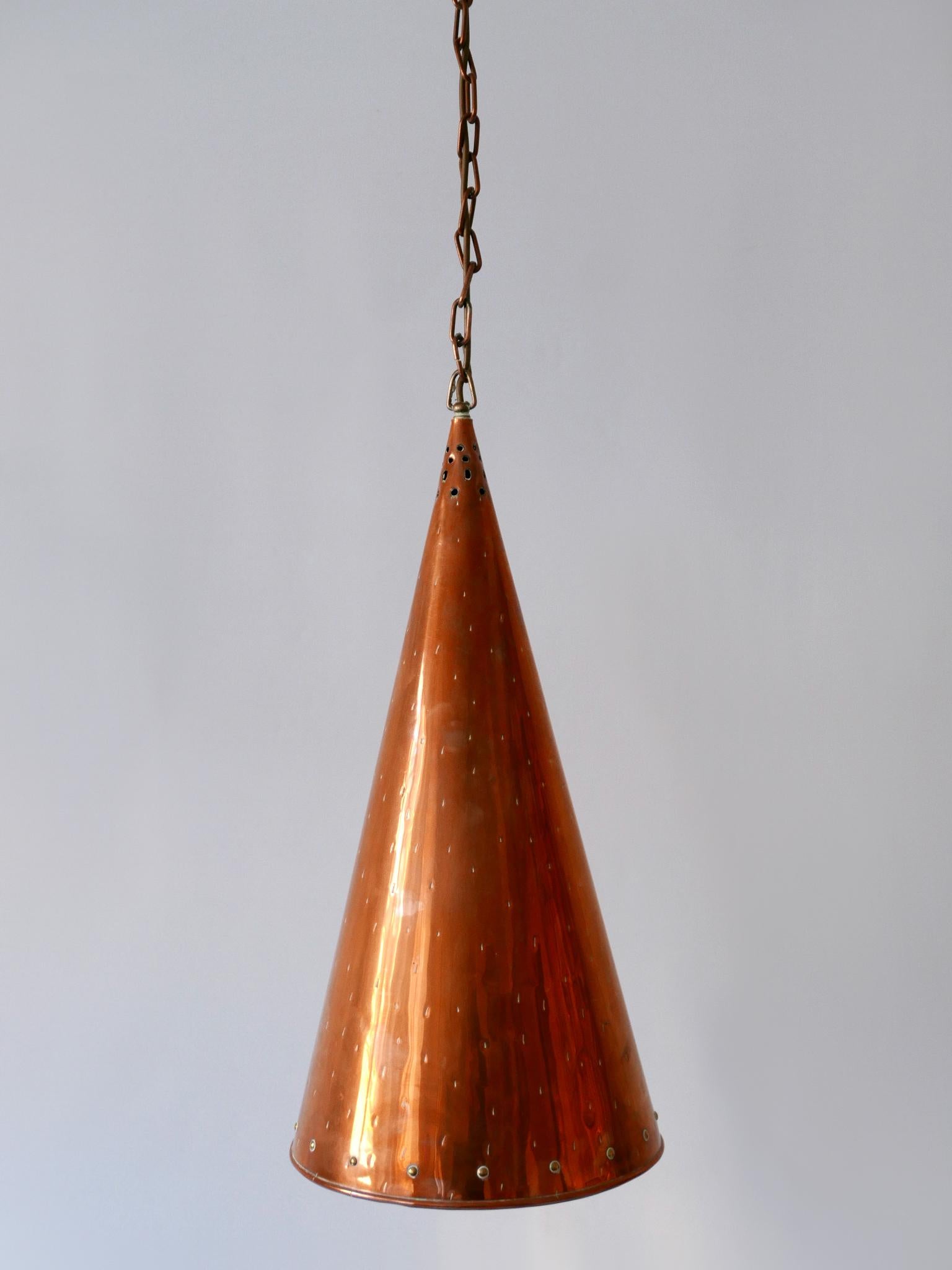 XL Mid Century Modern Copper Pendant Lamp by E.S. Horn Aalestrup Denmark 1950s For Sale 3
