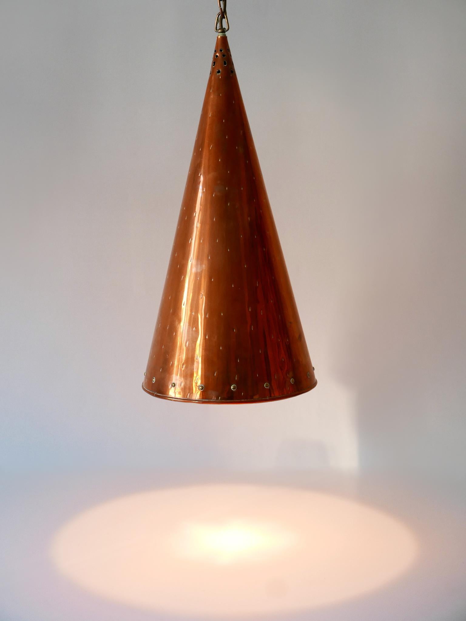 Lampe suspendue XL en cuivre moderne du milieu du siècle dernier par E.S. Horn Aalestrup Danemark Années 1950 en vente 3