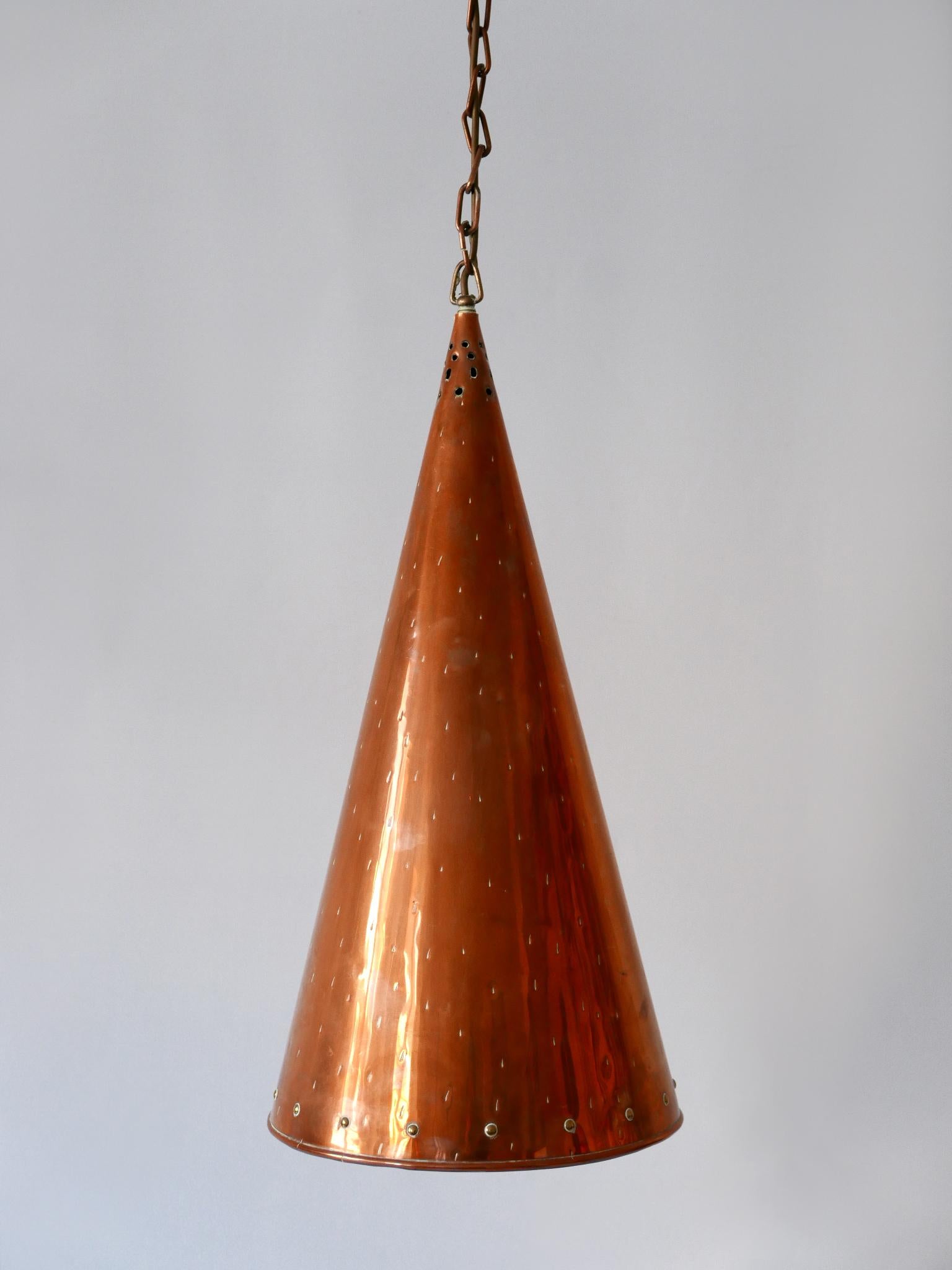 XL Mid Century Modern Copper Pendant Lamp by E.S. Horn Aalestrup Denmark 1950s For Sale 5