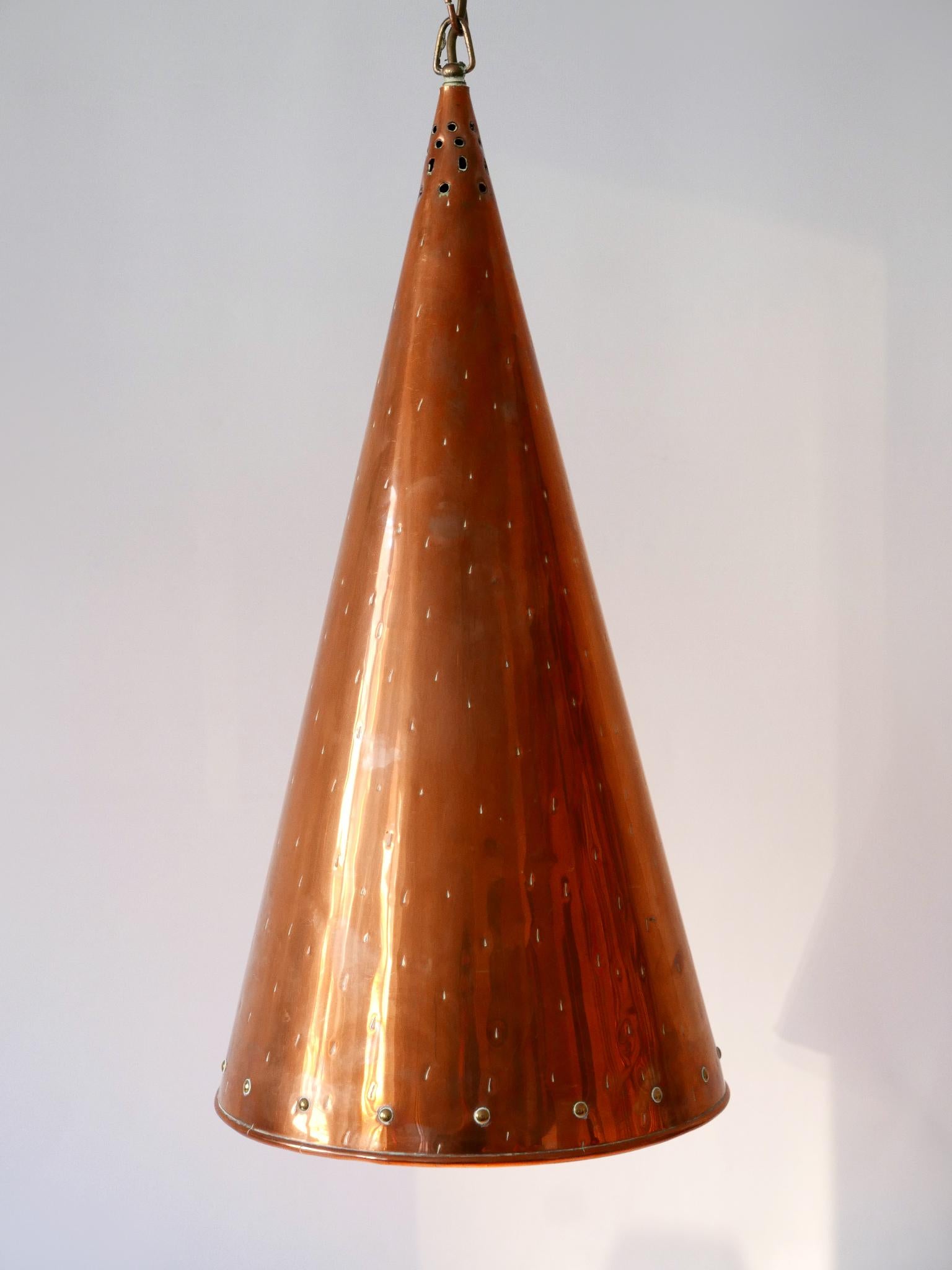 XL Mid Century Modern Copper Pendant Lamp by E.S. Horn Aalestrup Denmark 1950s For Sale 10