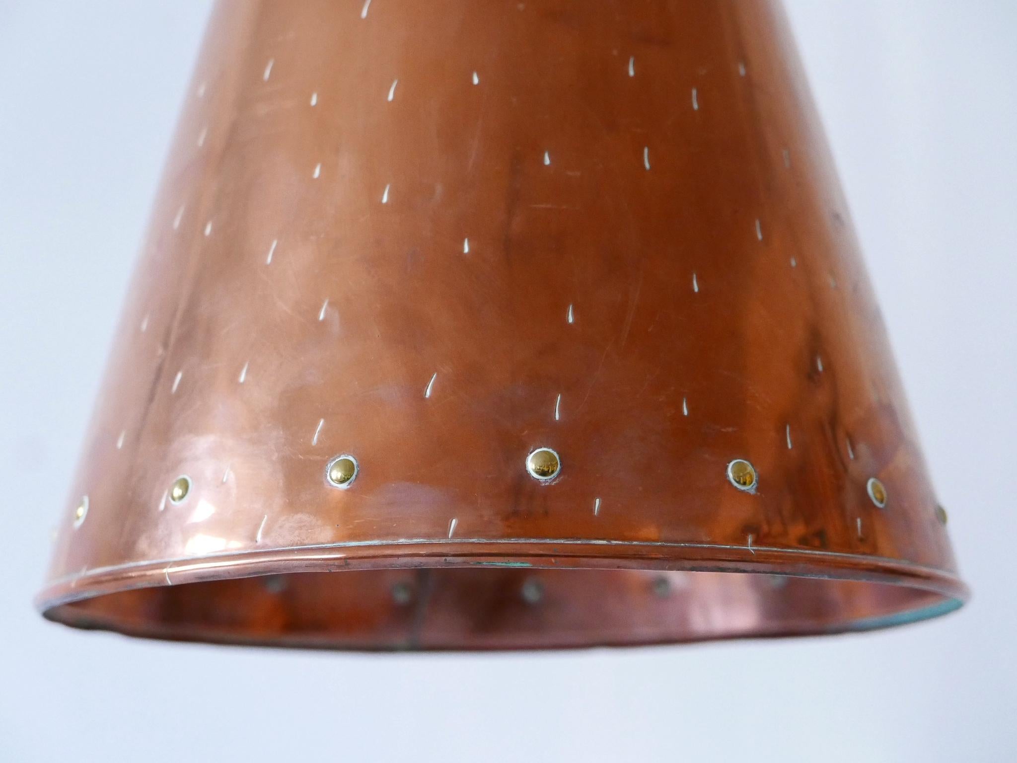 XL Mid Century Modern Copper Pendant Lamp by E.S. Horn Aalestrup Denmark 1950s For Sale 13