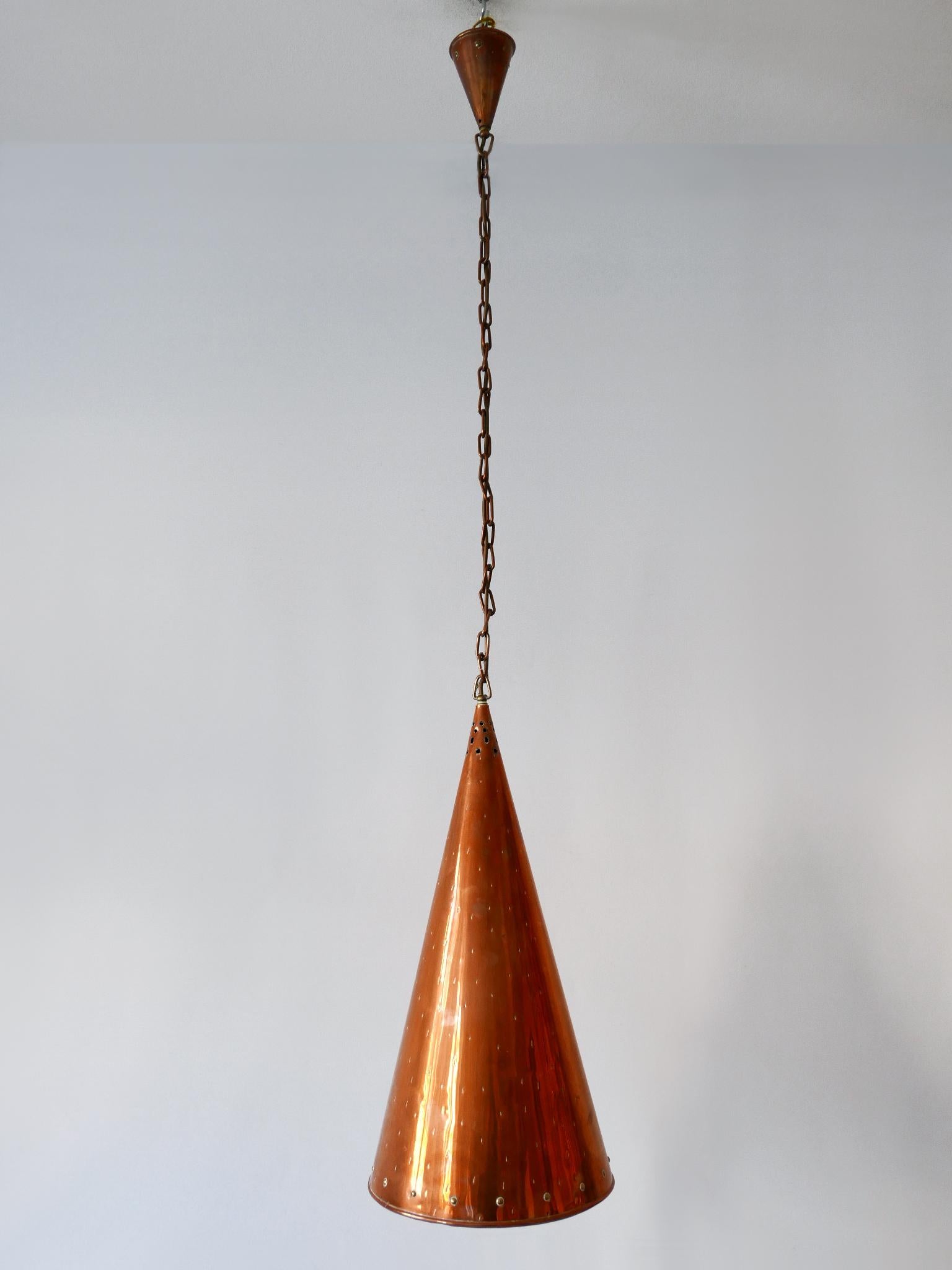 Mid-Century Modern XL Mid Century Modern Copper Pendant Lamp by E.S. Horn Aalestrup Denmark 1950s For Sale