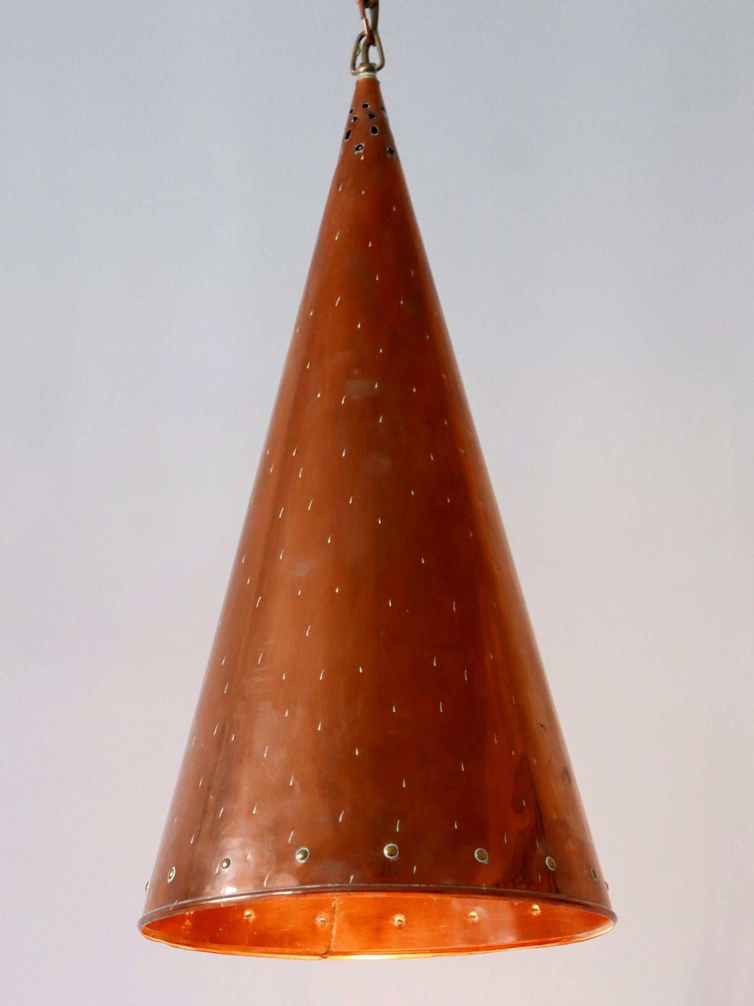 Mid-20th Century XL Mid Century Modern Copper Pendant Lamp by E.S. Horn Aalestrup Denmark 1950s For Sale