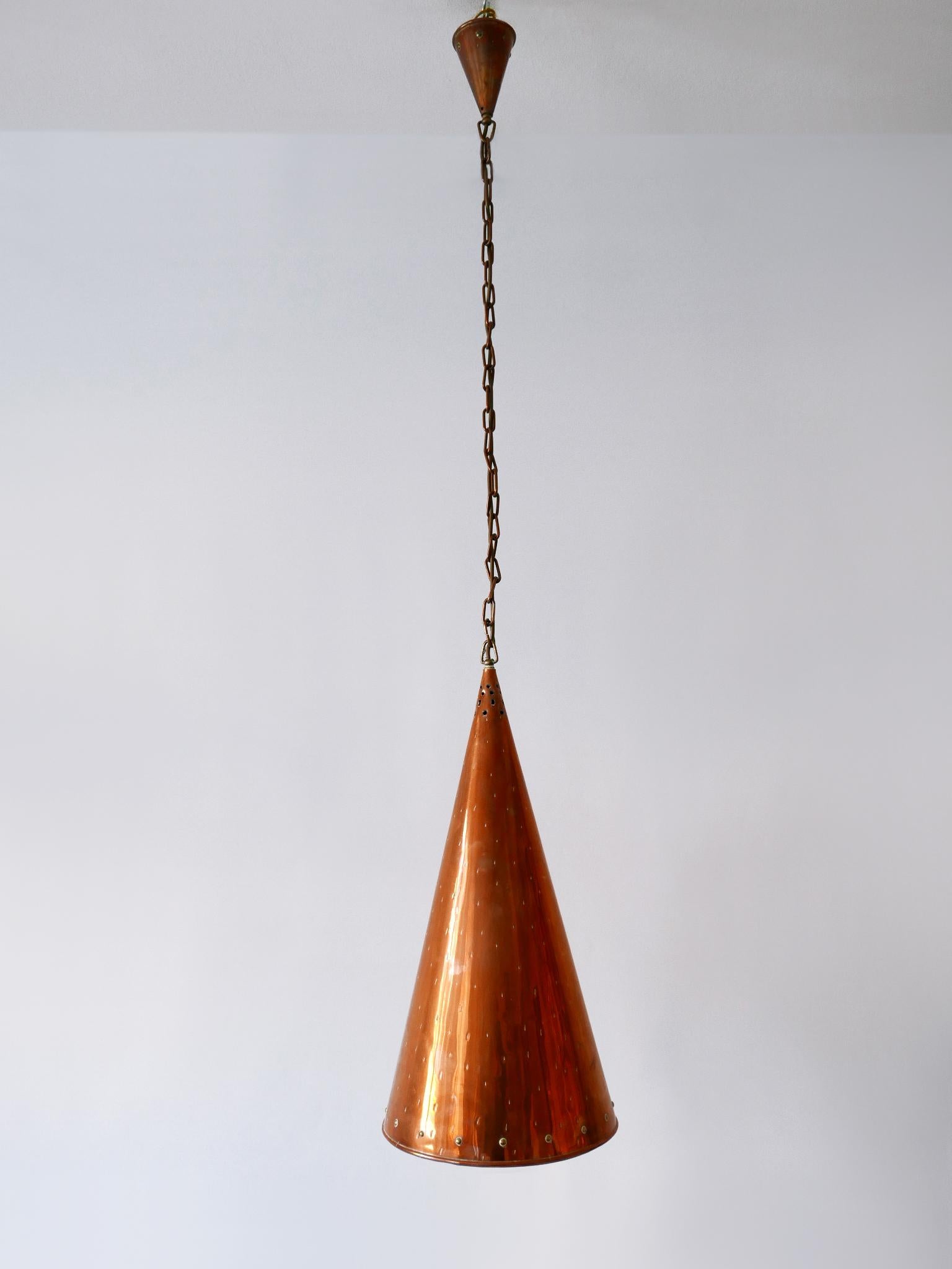 Lampe suspendue XL en cuivre moderne du milieu du siècle dernier par E.S. Horn Aalestrup Danemark Années 1950 en vente 1