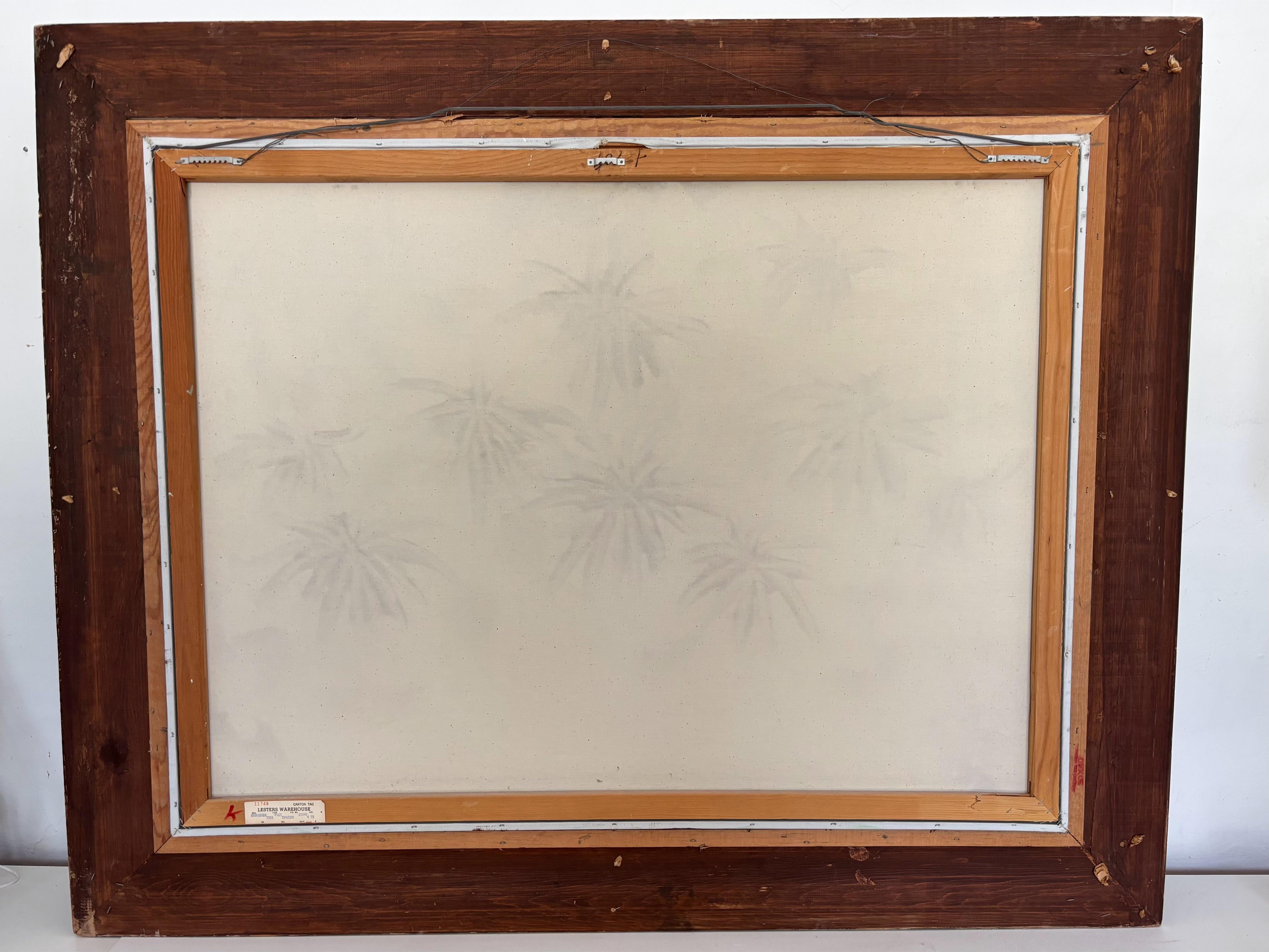 XL Mid Century Modern Elaborately Framed Ferrante Dramatic Flower Still Life im Angebot 8