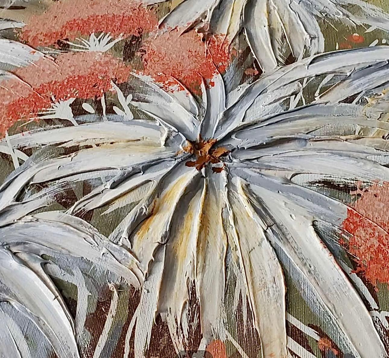 XL Mid Century Modern Elaborately Framed Ferrante Dramatic Flower Still Life (Farbe) im Angebot