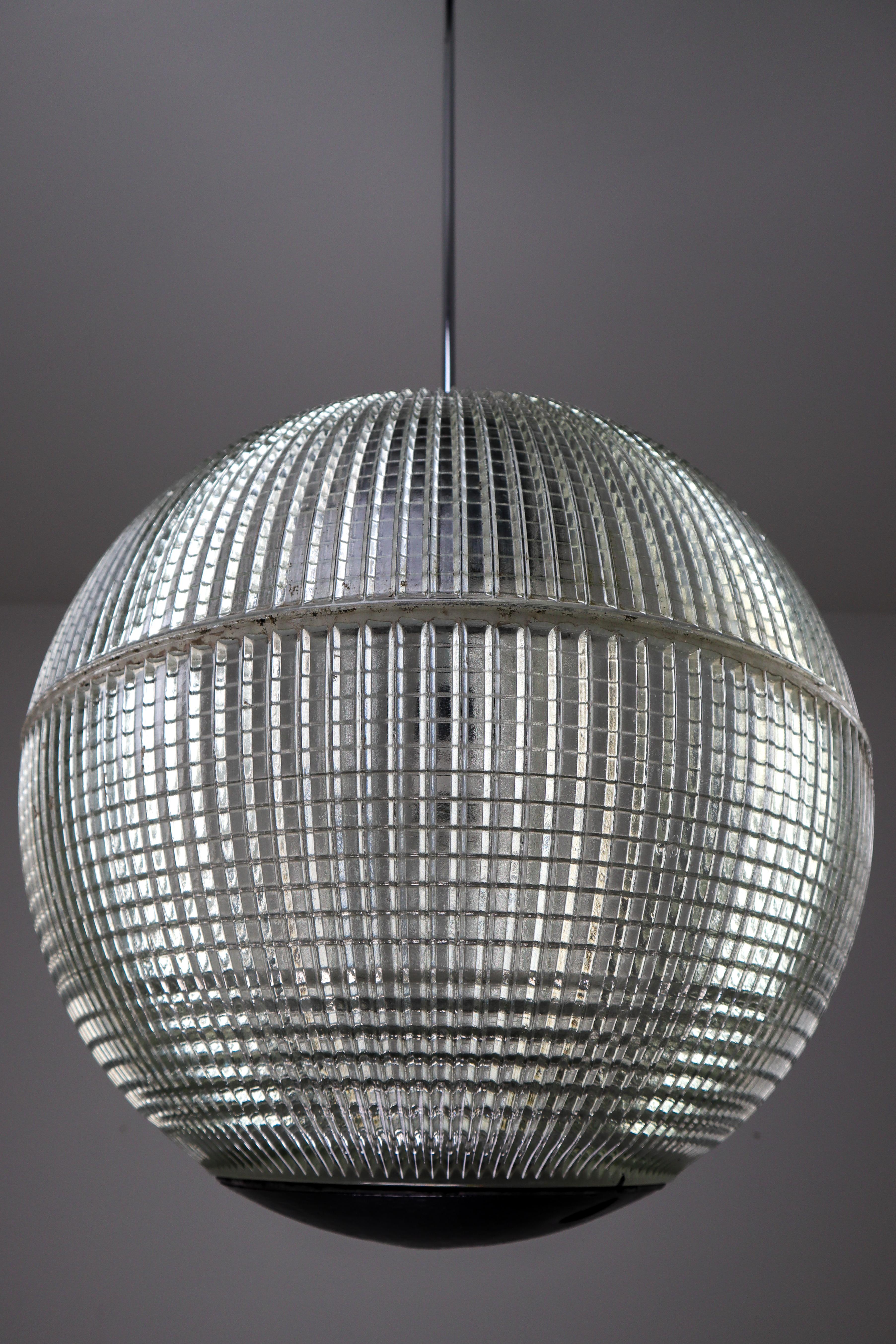 XL Mid-Century Modern Holophane Paris Street Pendant Lights, France, 1960s 3