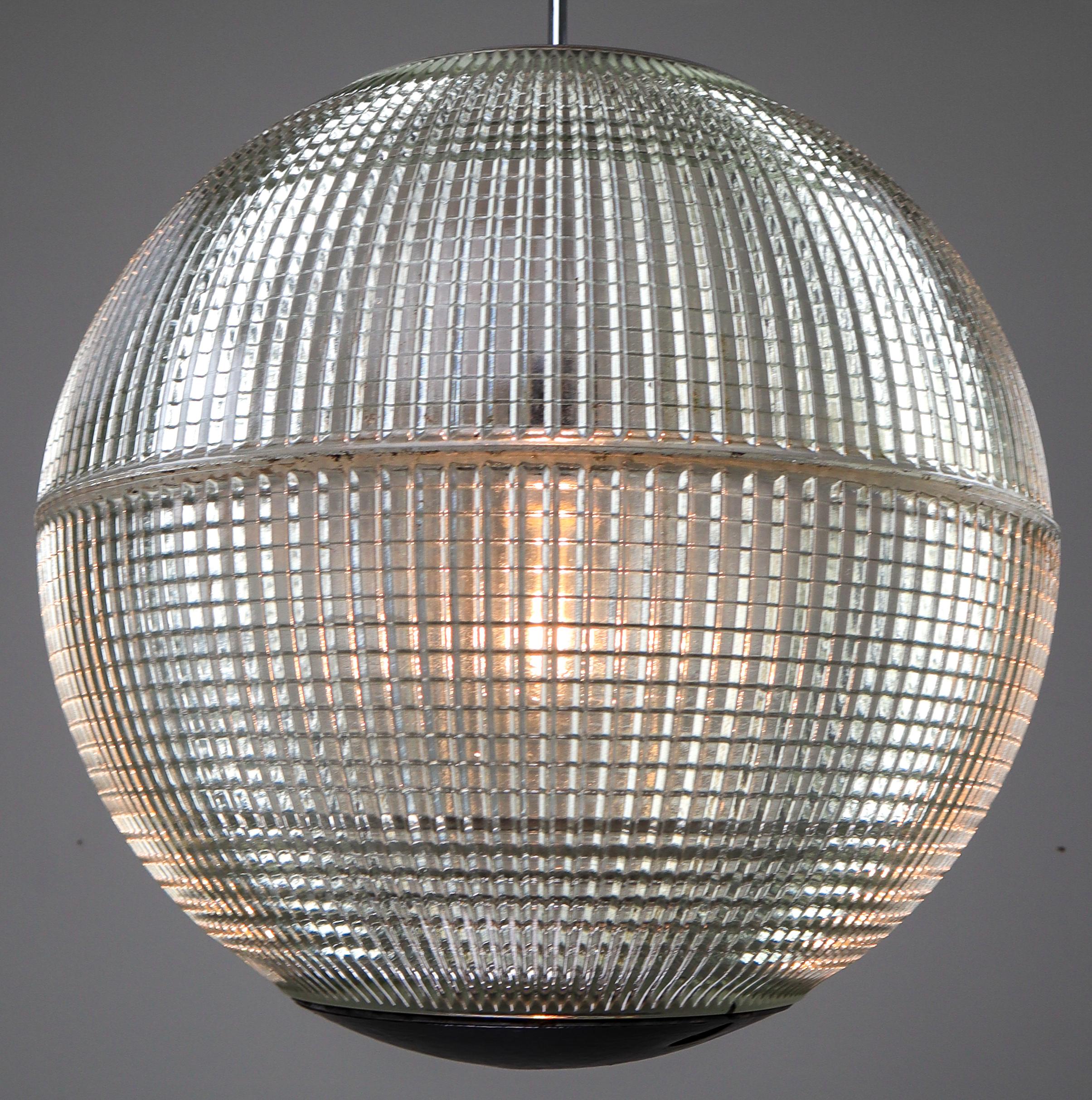XL Mid-Century Modern Holophane Paris Street Pendant Lights, France, 1960s 5