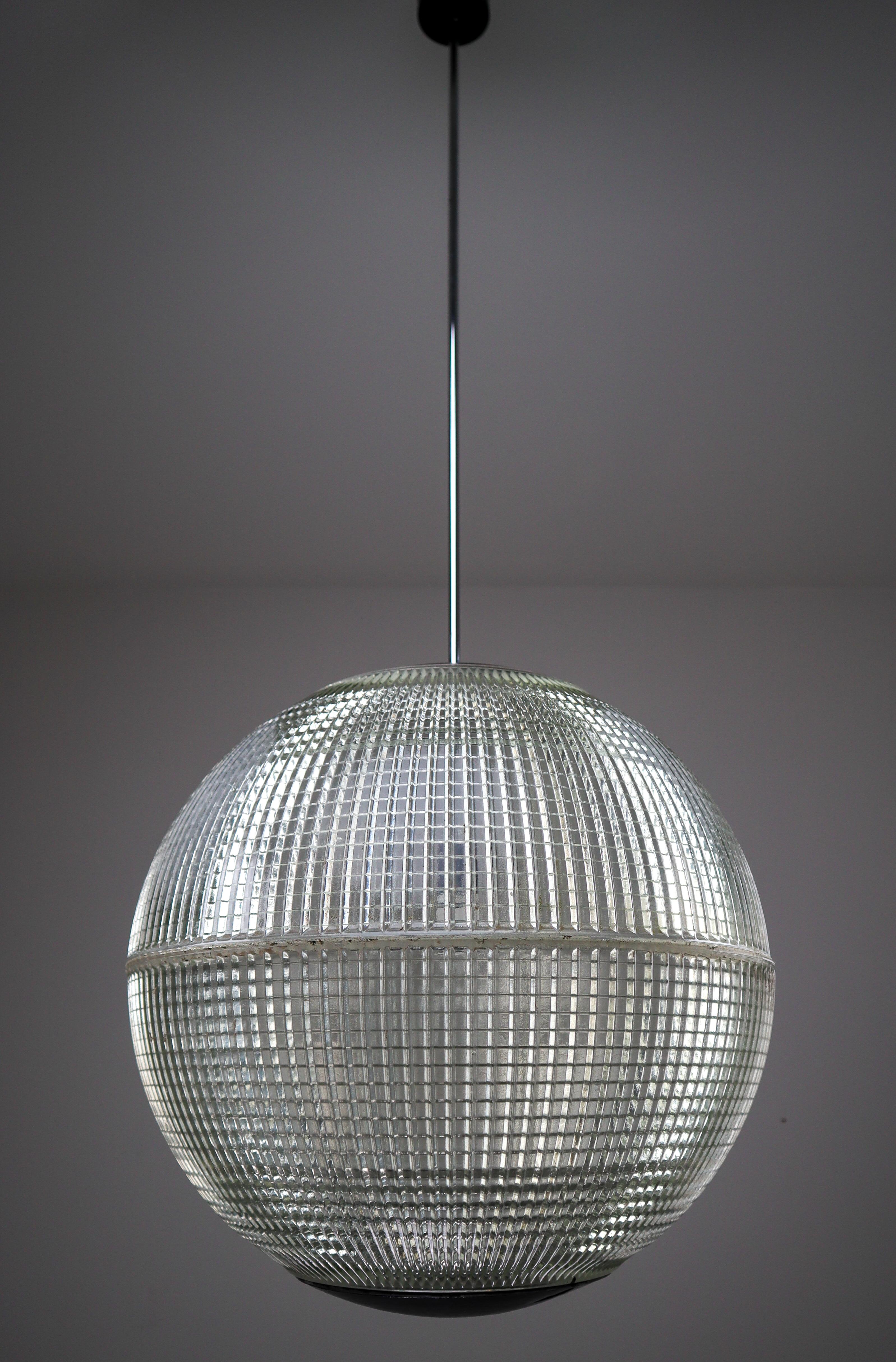 French XL Mid-Century Modern Holophane Paris Street Pendant Lights, France, 1960s