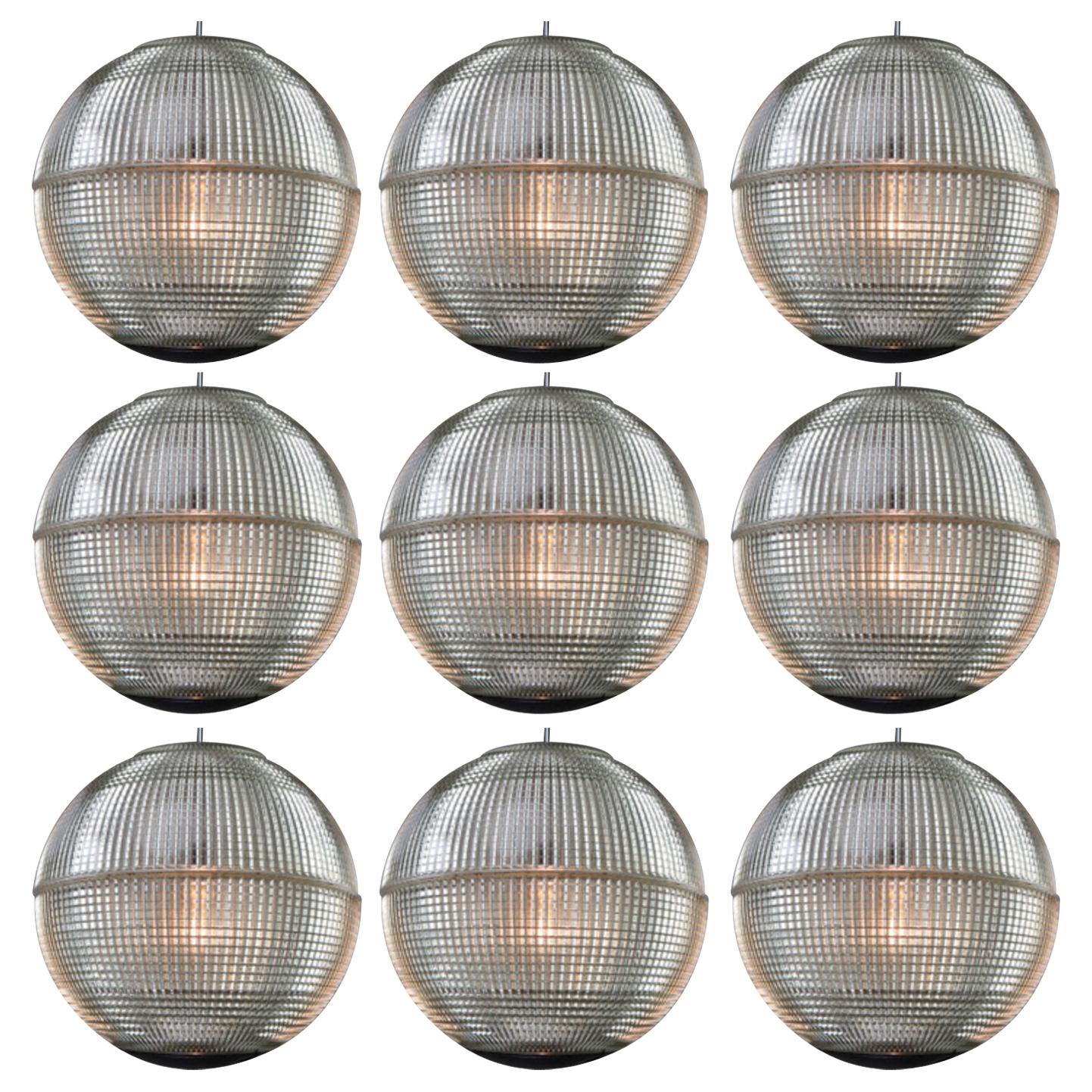 XL Mid-Century Modern Holophane Paris Street Pendant Lights, France, 1960s