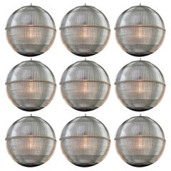 Retro XL Mid-Century Modern Holophane Paris Street Pendant Lights, France, 1960s