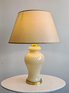 Lámpara de sobremesa XL Mid Century Modern en cristal de Murano Swirl de Venini, Italia Años 70