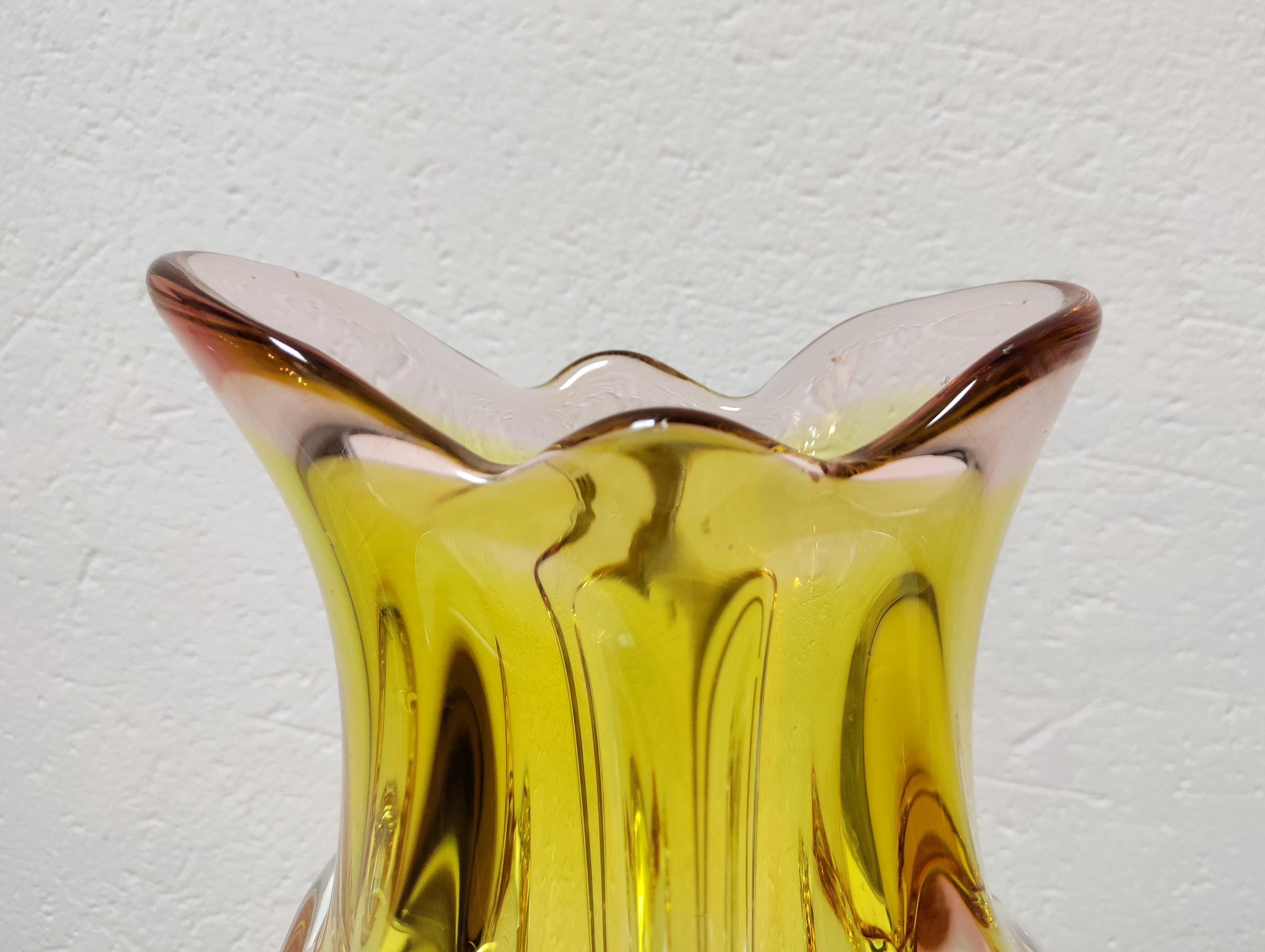 Glass XL Mid Century Modern vase by Josef Hospodka, Czechoslovakia 1960s For Sale