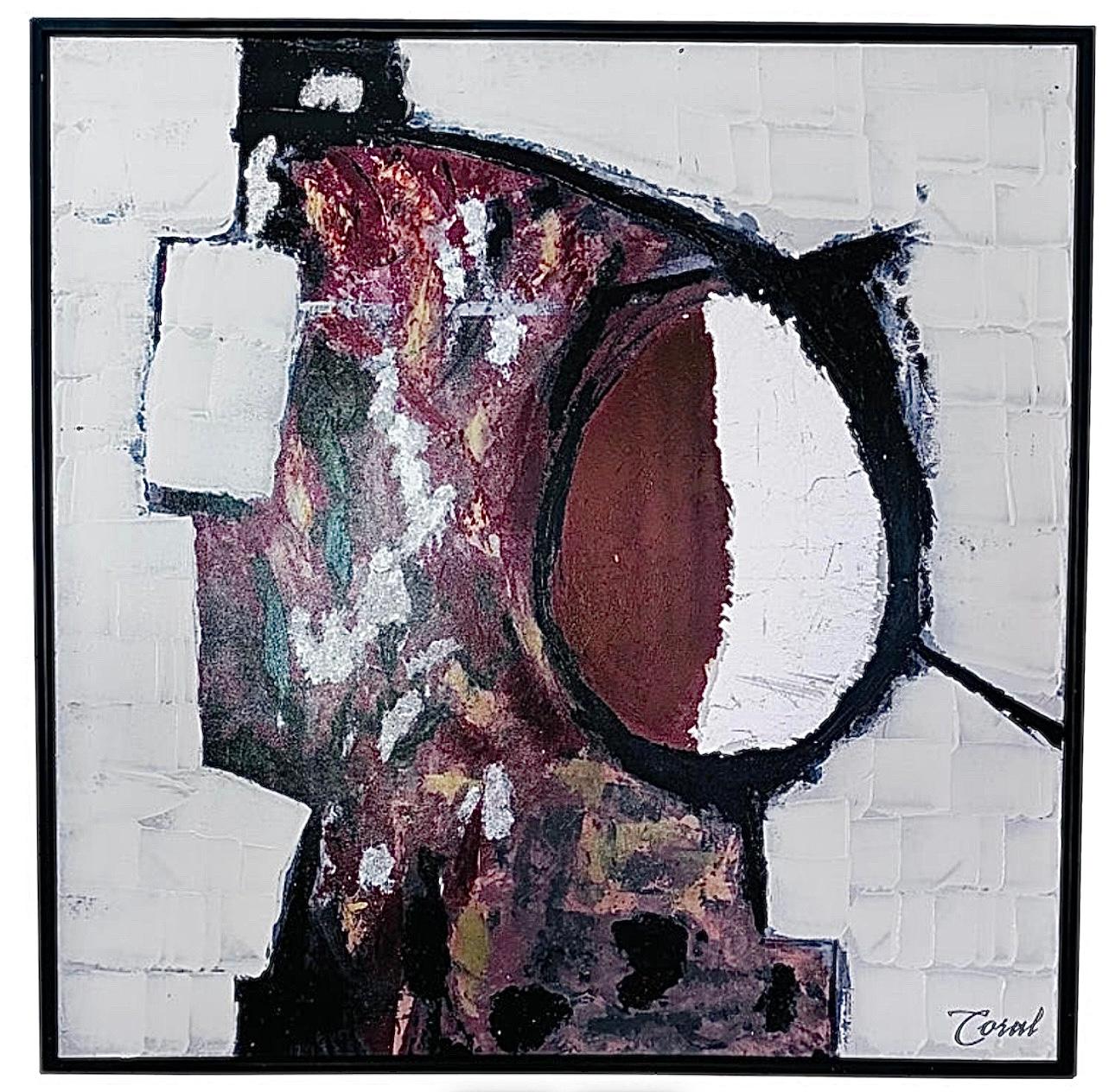 XL Mid Century Modern Vintage Abstrakt Impasto Ölgemälde Gerahmt Signiert im Angebot 4