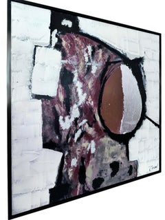 XL Mid Century Modern Vintage Abstract Impasto Oil Painting Framed Signed