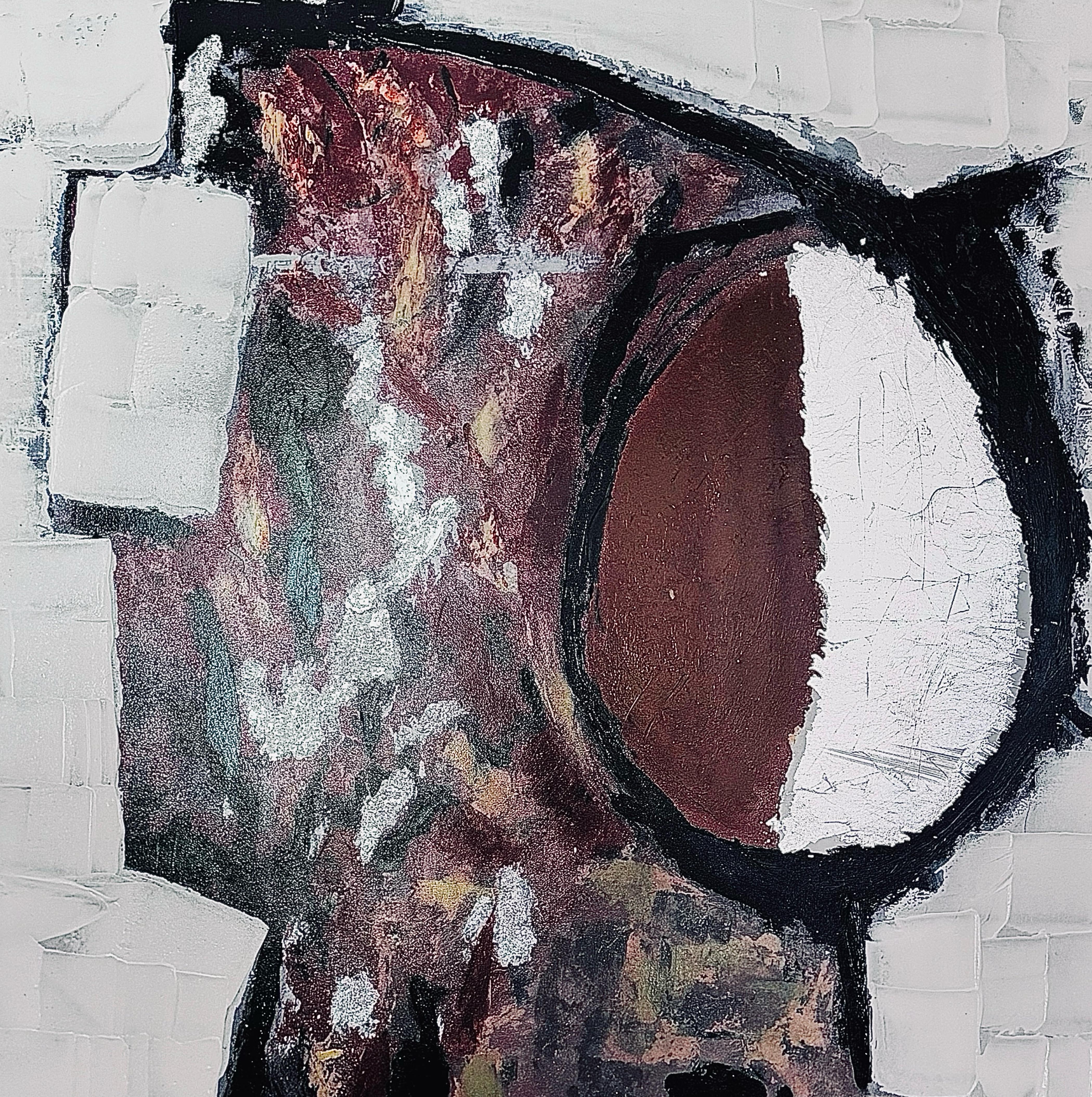 XL Mid Century Modern Vintage Abstrakt Impasto Ölgemälde Gerahmt Signiert (Moderne der Mitte des Jahrhunderts) im Angebot