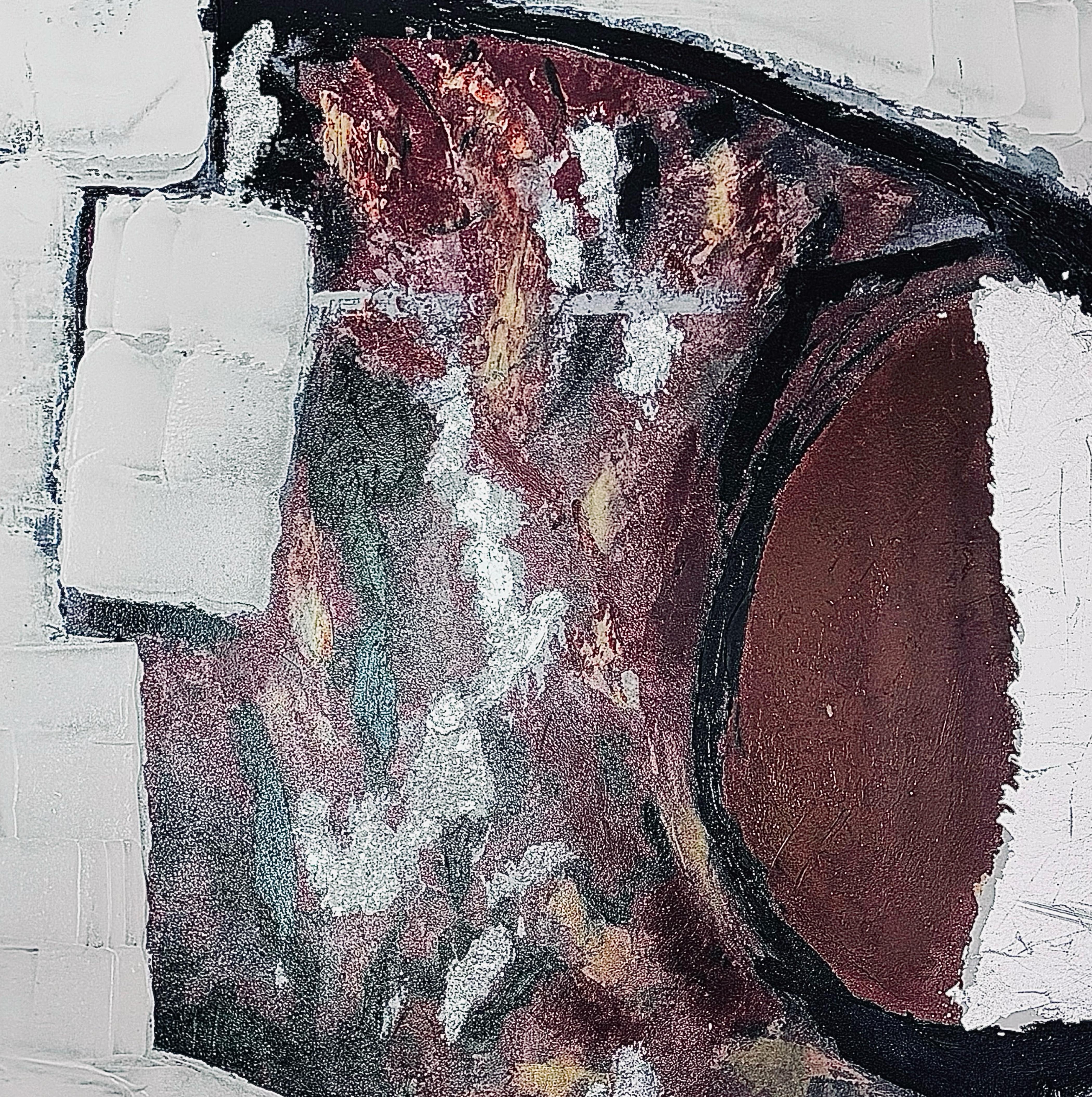 XL Mid Century Modern Vintage Abstrakt Impasto �Ölgemälde Gerahmt Signiert (amerikanisch) im Angebot