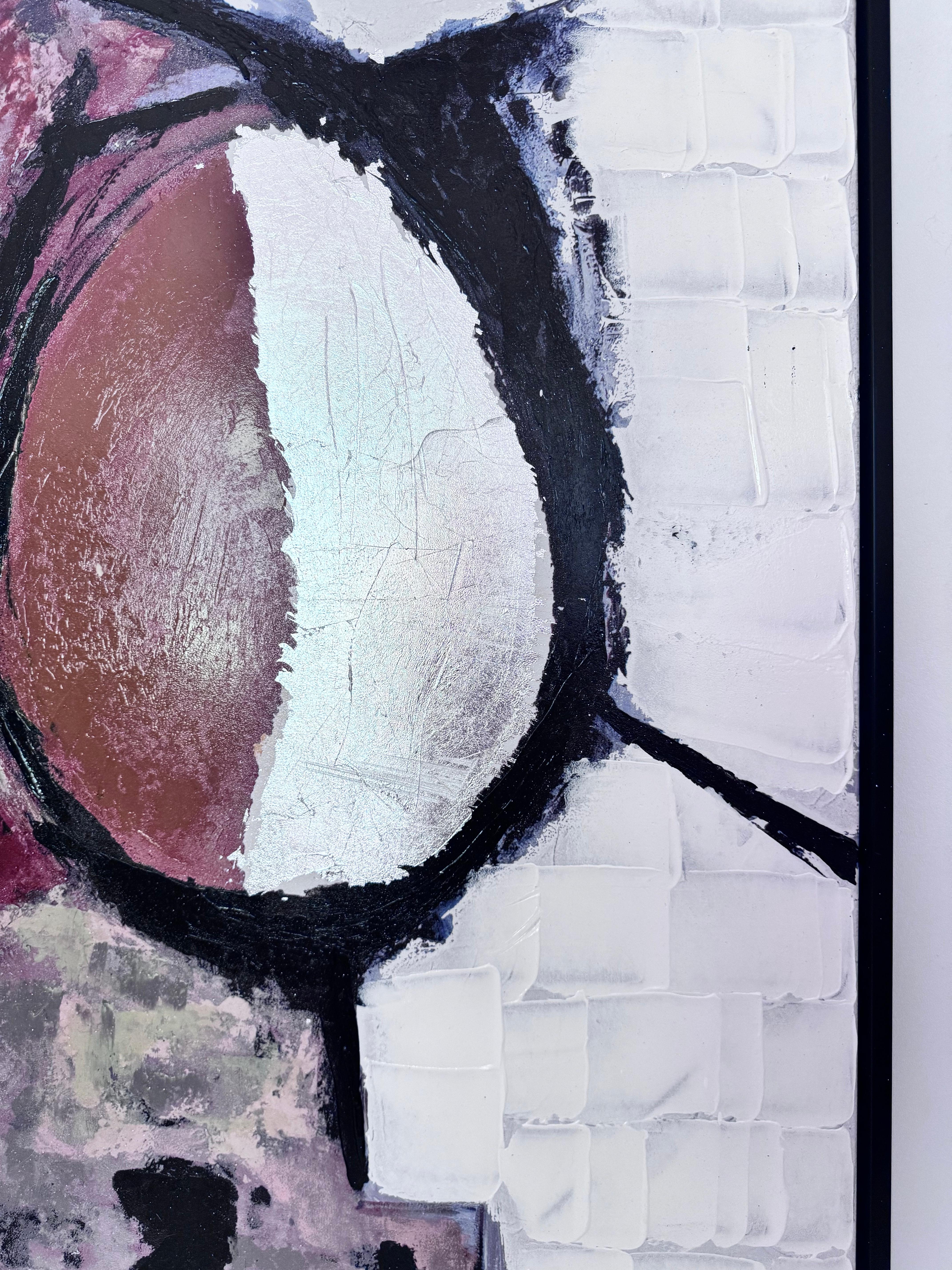 XL Mid Century Modern Vintage Abstrakt Impasto Ölgemälde Gerahmt Signiert (20. Jahrhundert) im Angebot