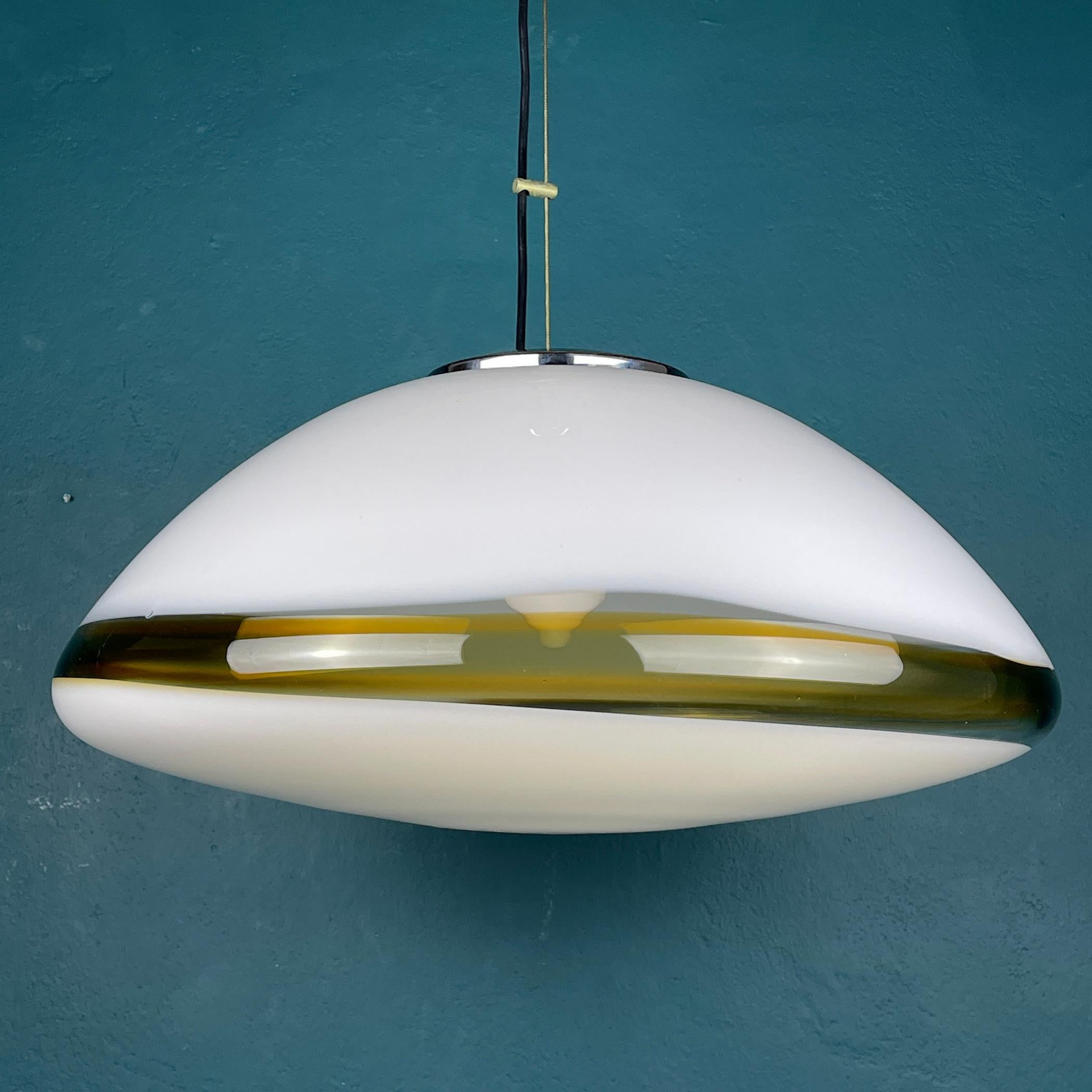 XL Mid-Century Murano Glass Pendant Lamp Italy 1970s For Sale 7