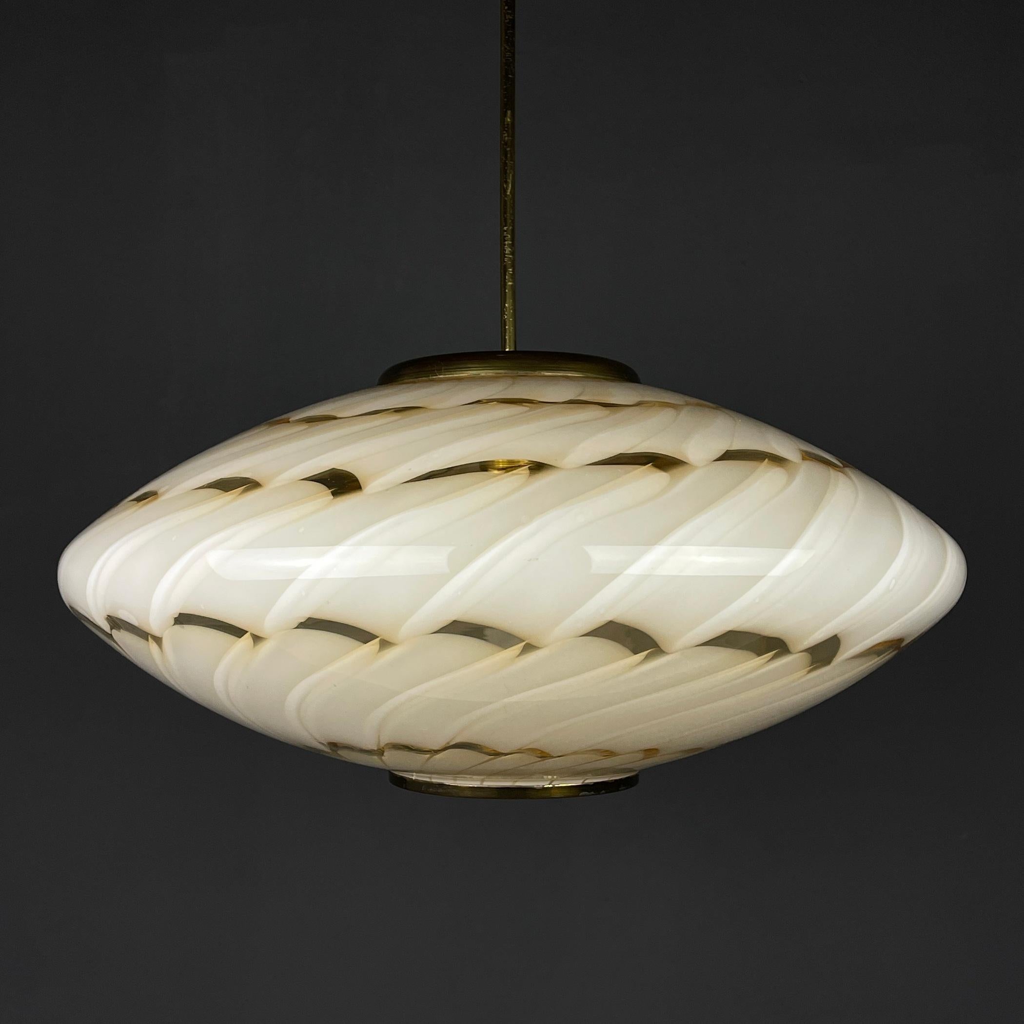 Italian XL Midcentury Murano Glass Pendant Lamp, Italy, 1970s 