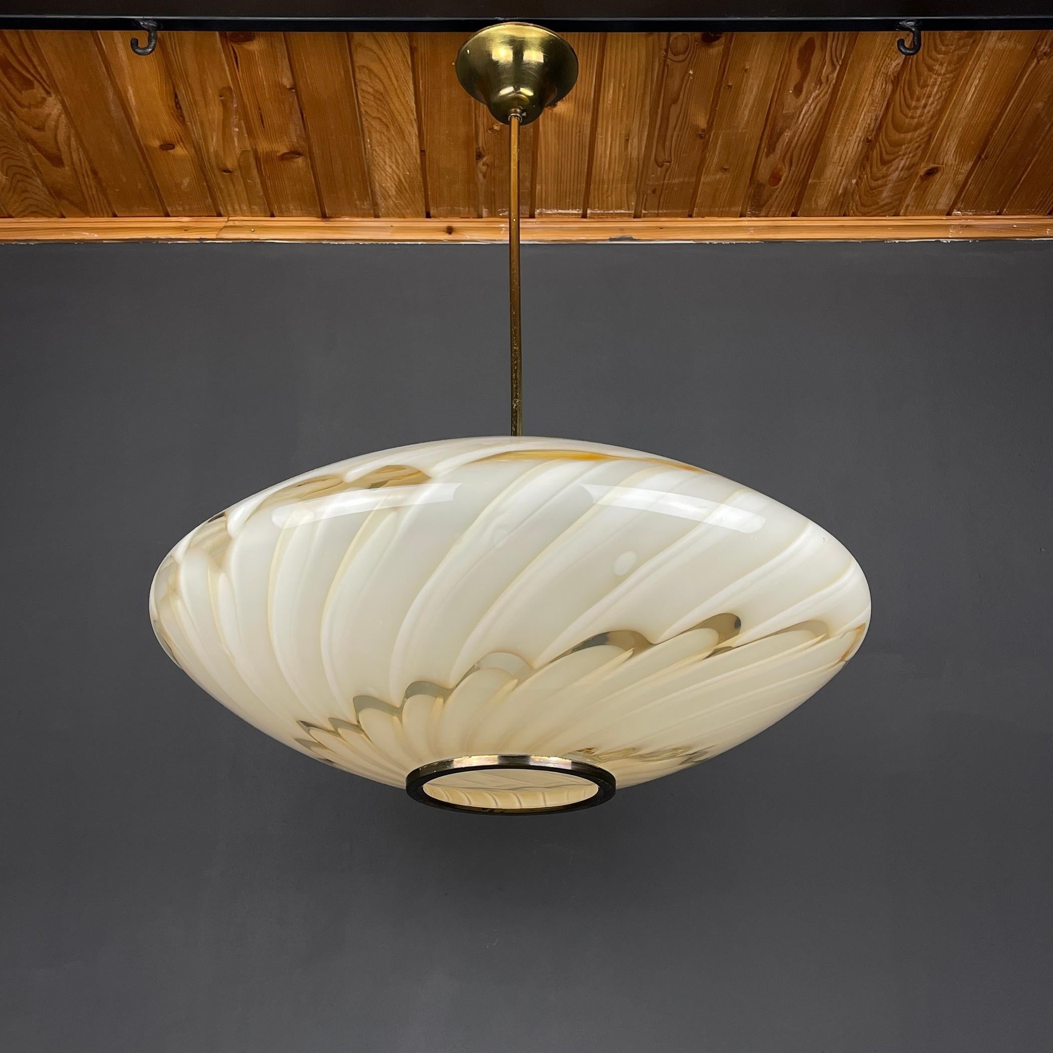 XL Midcentury Murano Glass Pendant Lamp, Italy, 1970s  2