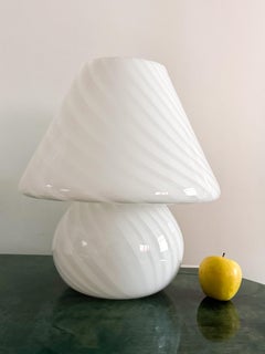 XL Mid Century Murano Lamp Light White Murano Vintage Swirl Glass Italian