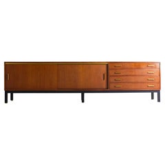 Retro XL Mid-century sideboard in teak & brass, Belgium 1962