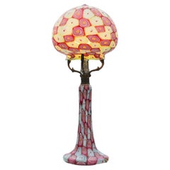 Antique Xl Millefiori Hand Blown Mushroom Lamp Multi Colour Glass, Fratelli, Italy