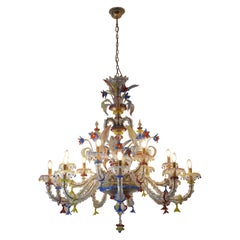 XL Murano Chandelier Multicoloured, Venetian, 15 Arms