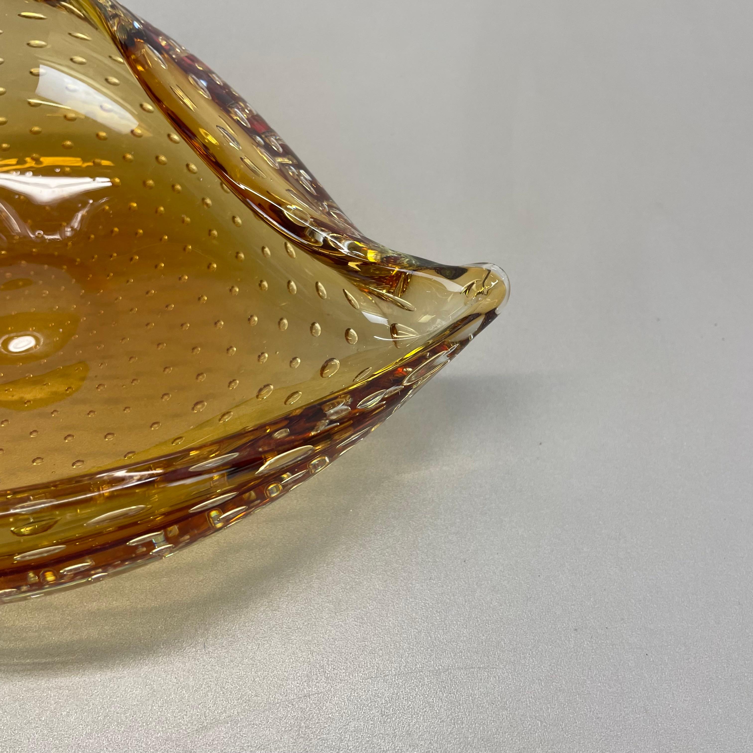 xl  Murano Glass 1.2kg Bullicante yellow Bubble Bowl Element Shell Italy 1970 For Sale 11