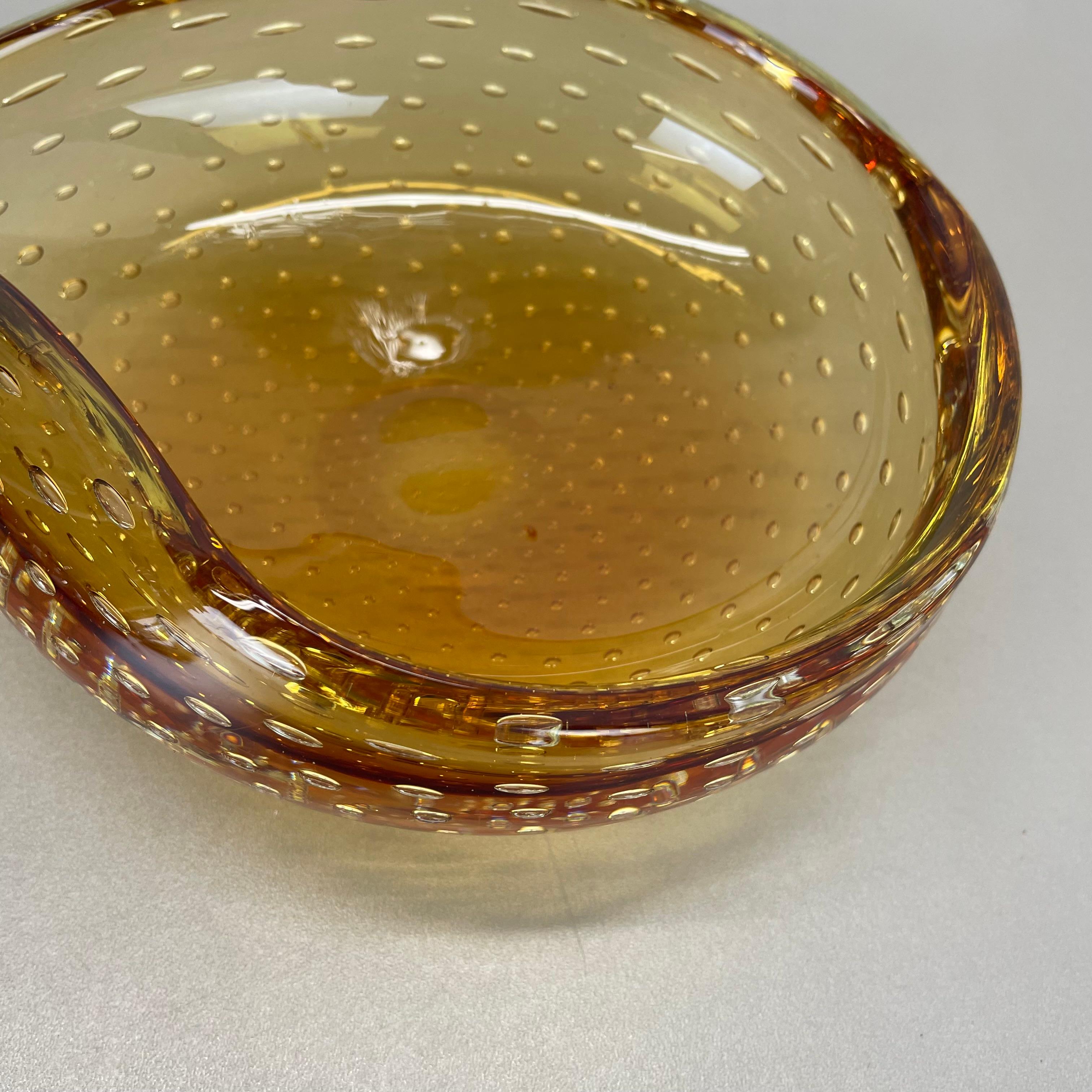 xl  Murano Glass 1.2kg Bullicante yellow Bubble Bowl Element Shell Italy 1970 For Sale 2