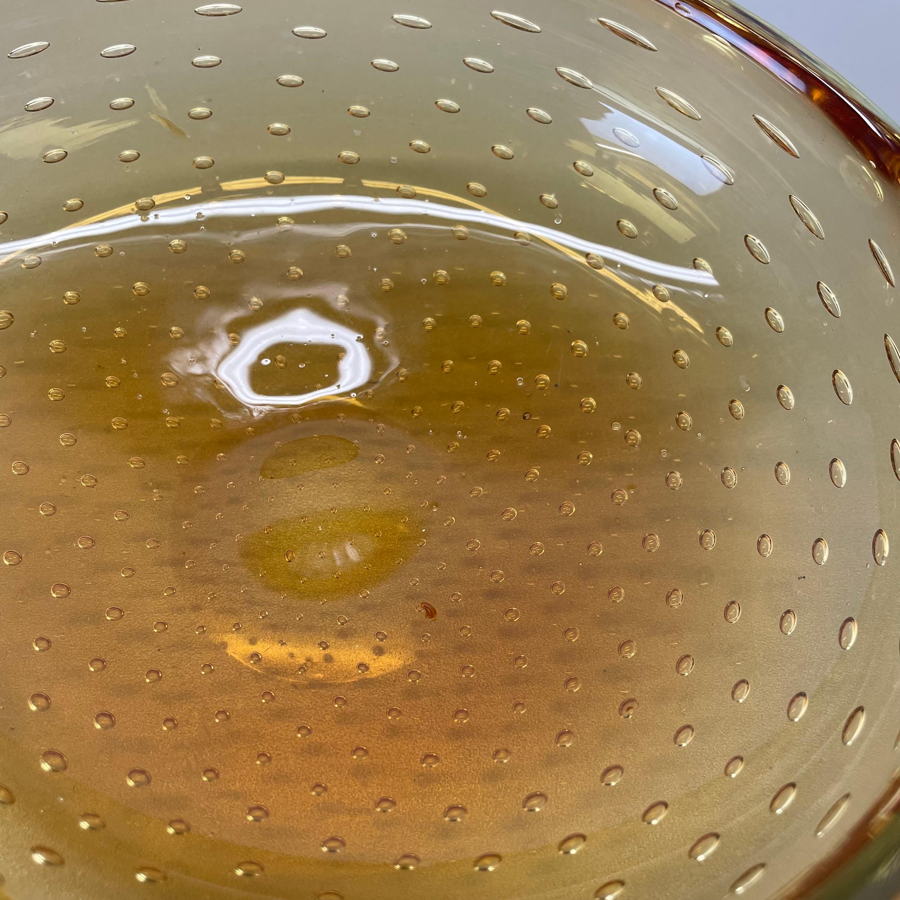 xl  Murano Glass 1.2kg Bullicante yellow Bubble Bowl Element Shell Italy 1970 For Sale 3