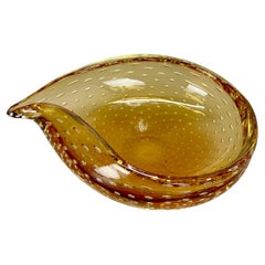 xl  Murano Glass 1.2kg Bullicante yellow Bubble Bowl Element Shell Italy 1970