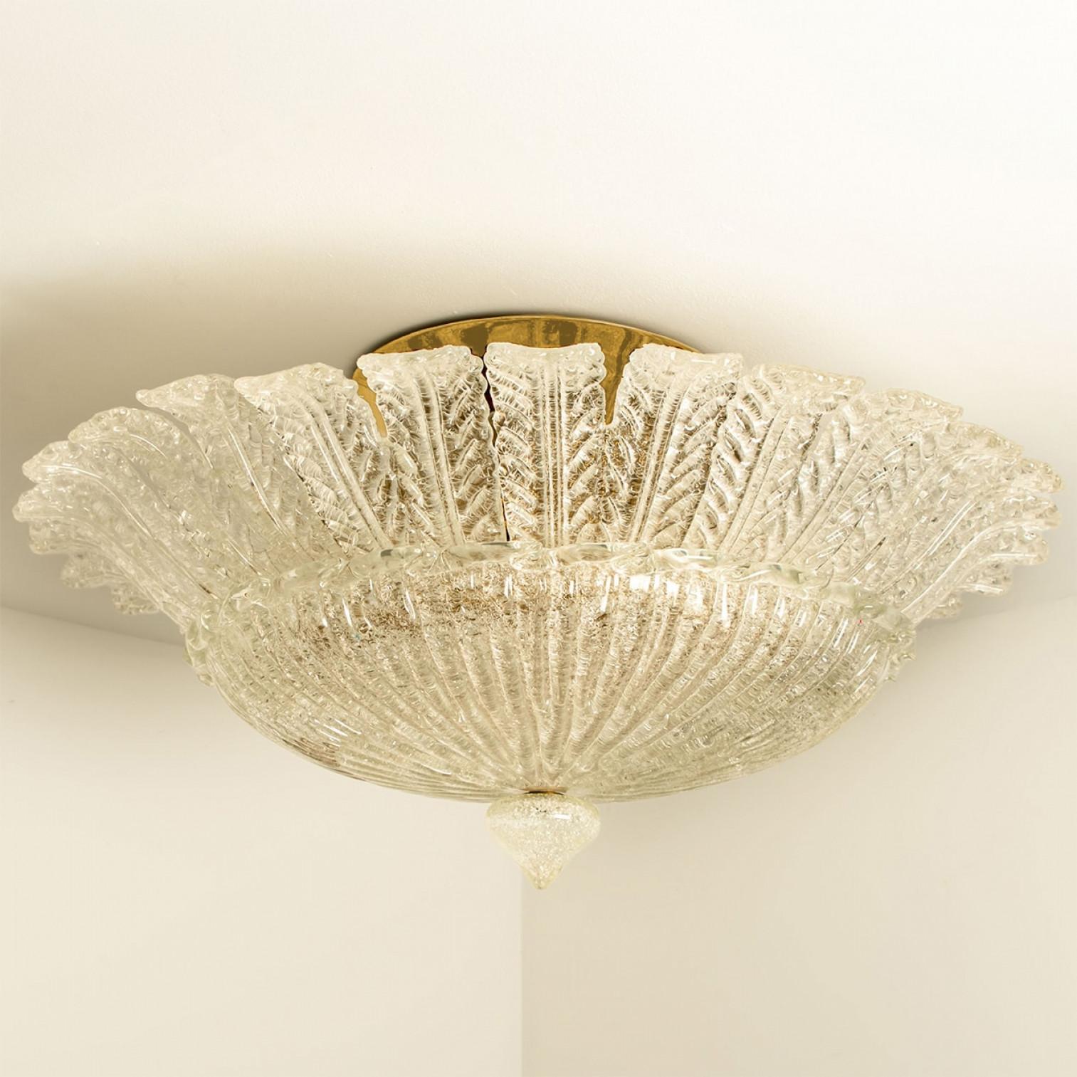 XL Murano Glass Ceiling Light in the Style of Barovier, 1970s For Sale 3