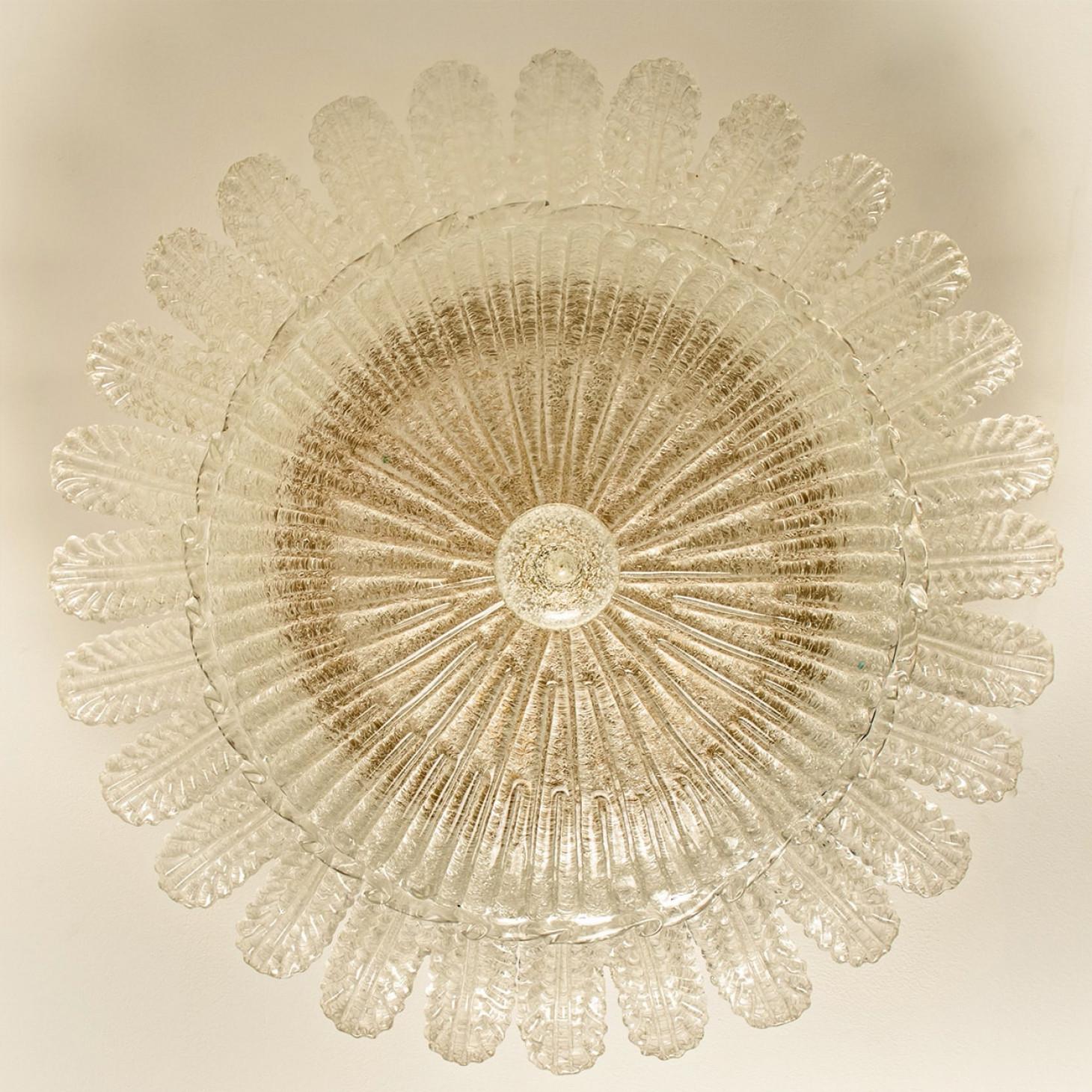 XL Murano Glass Ceiling Light in the Style of Barovier, 1970s For Sale 4