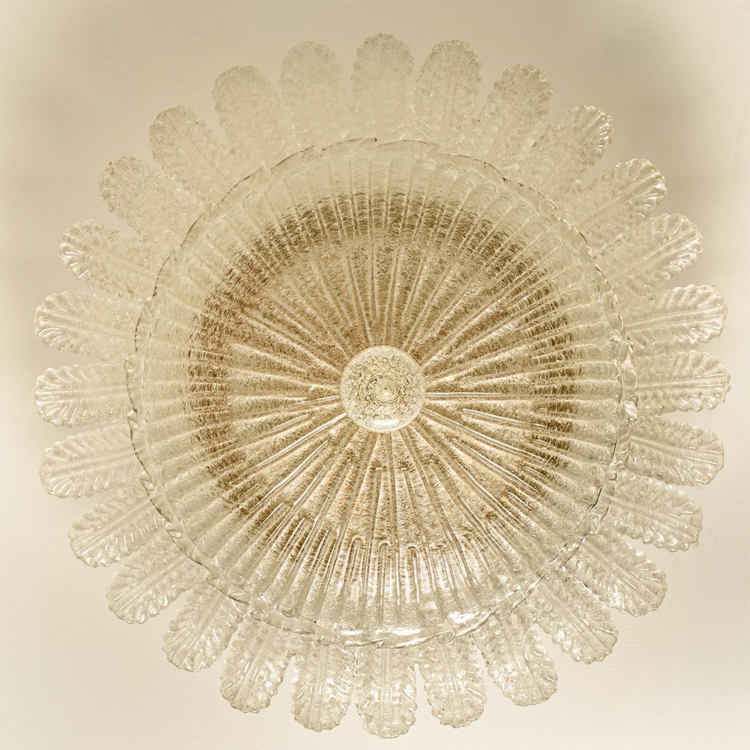 Lámpara de techo XL de cristal de Murano al estilo de Barovier, años 70 en venta 3