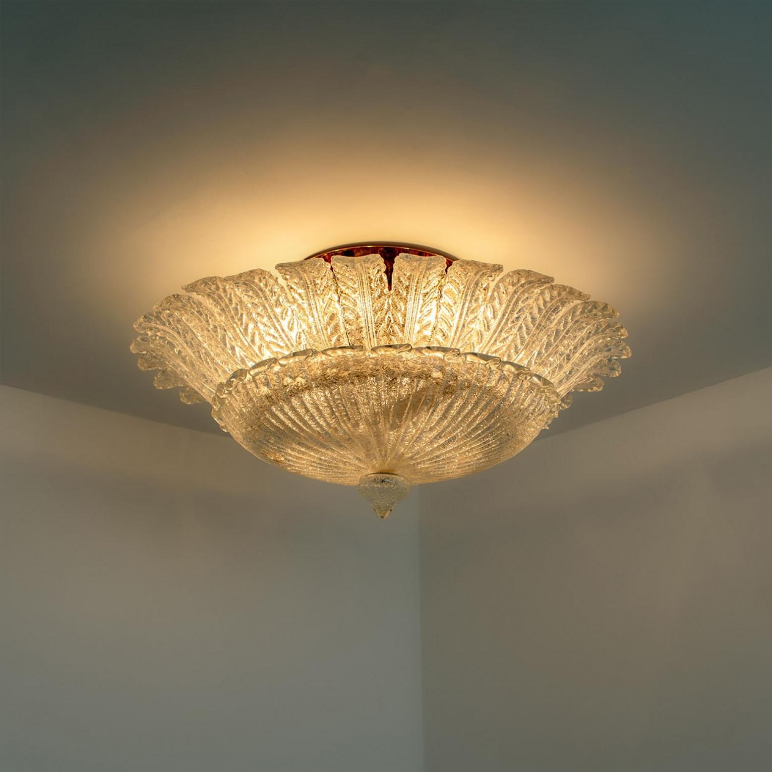 XL Murano Glass Ceiling Light in the Style of Barovier, 1970s For Sale 5