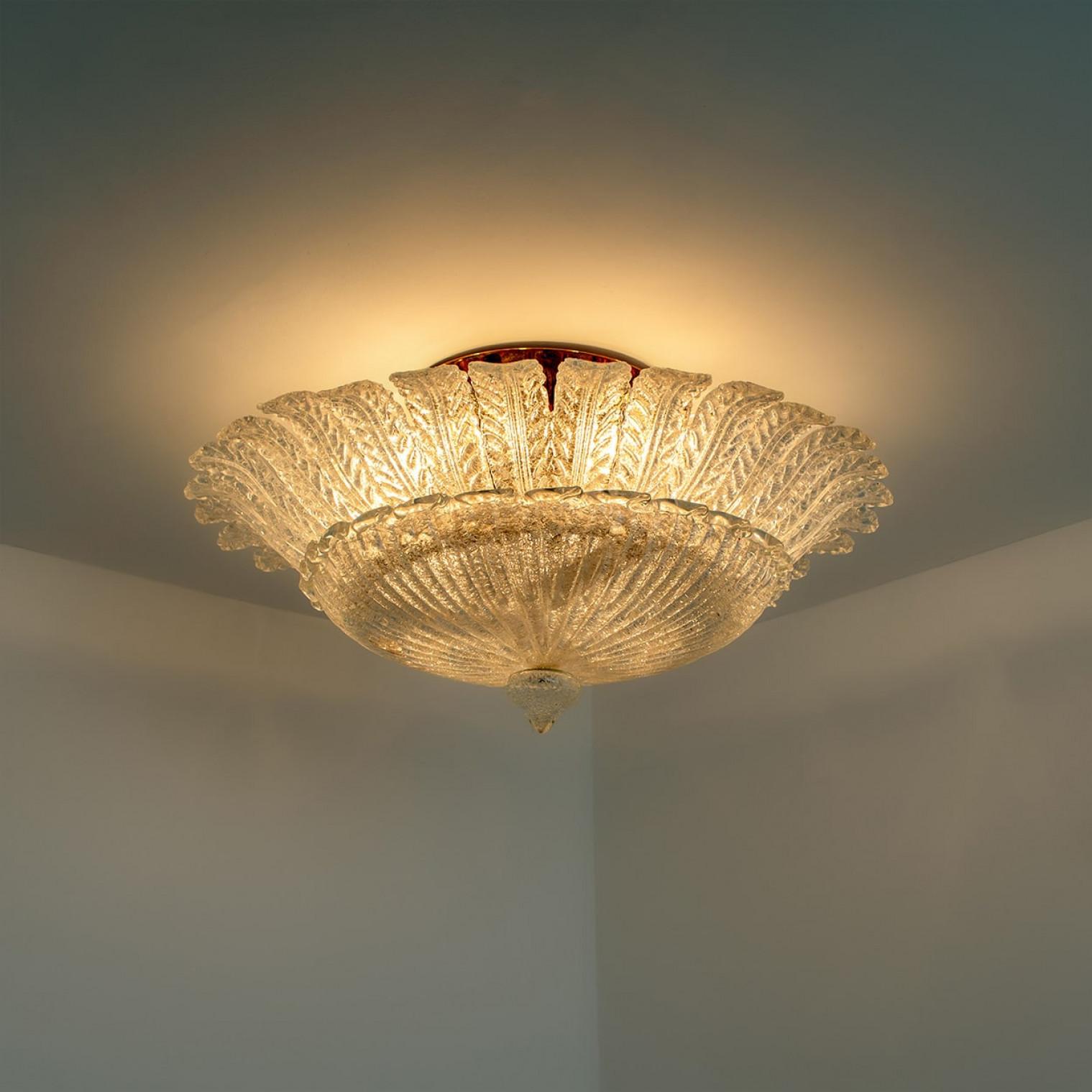 Lámpara de techo XL de cristal de Murano al estilo de Barovier, años 70 en venta 4