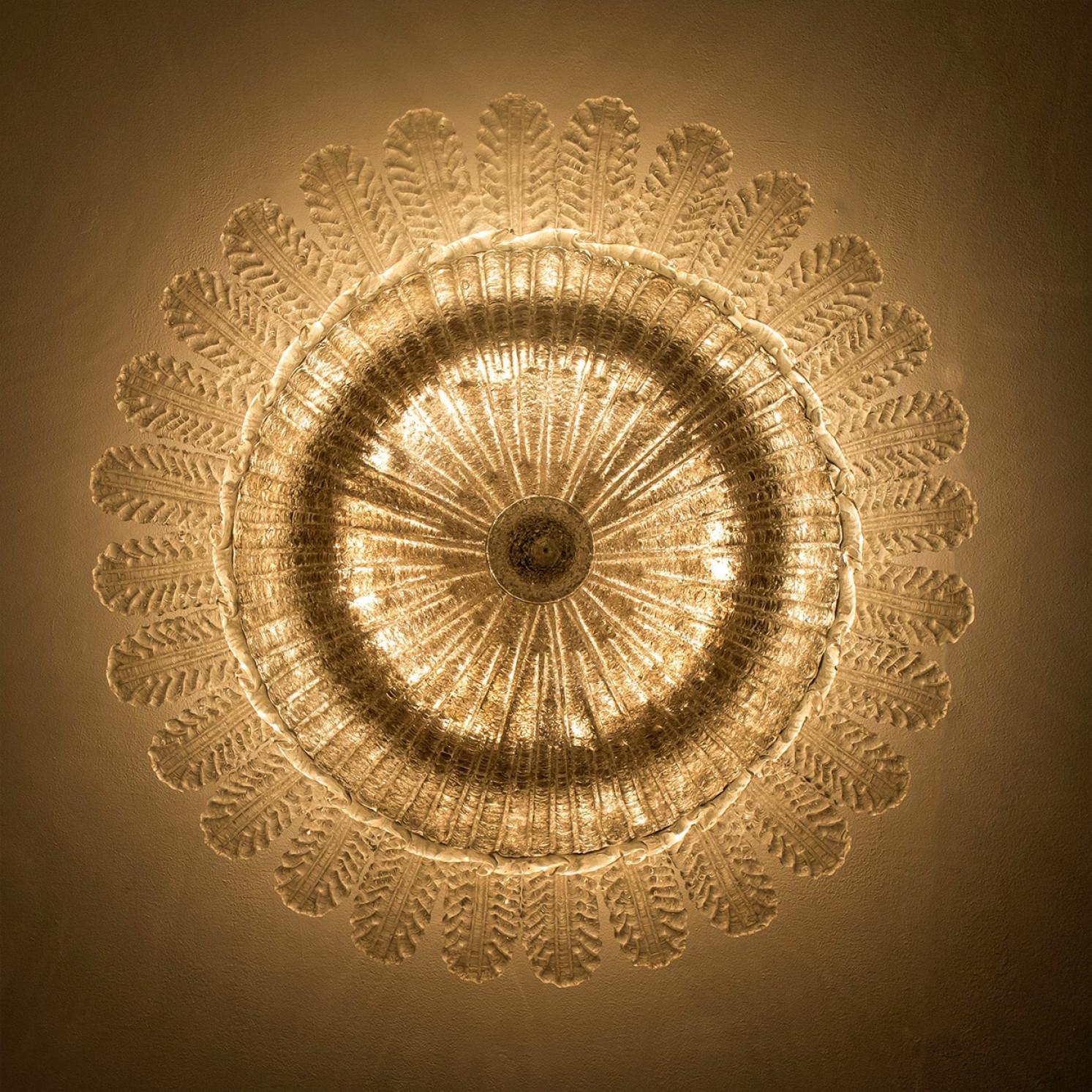 XL Murano Glass Ceiling Light in the Style of Barovier, 1970s For Sale 6