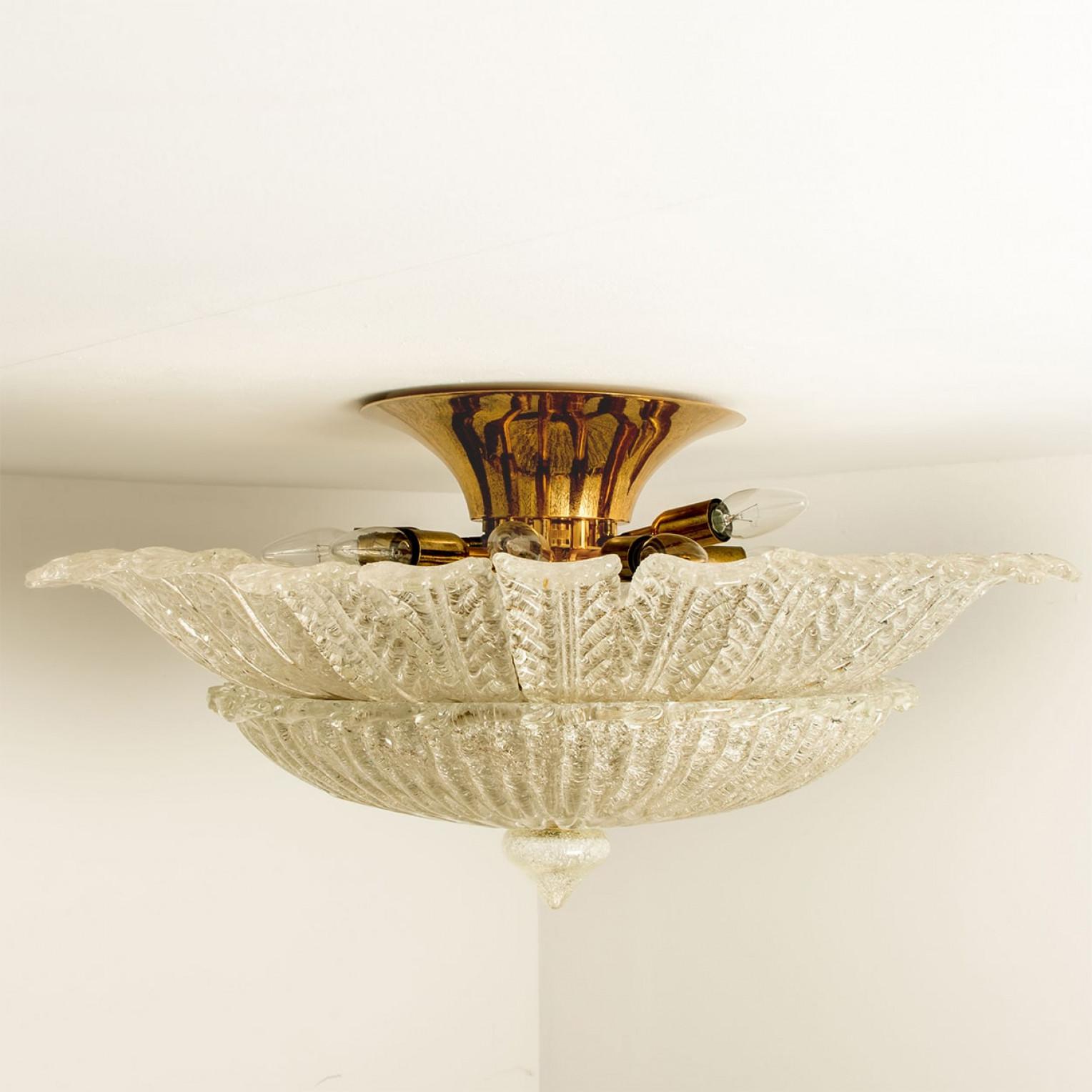 XL Murano Glass Ceiling Light in the Style of Barovier, 1970s For Sale 8